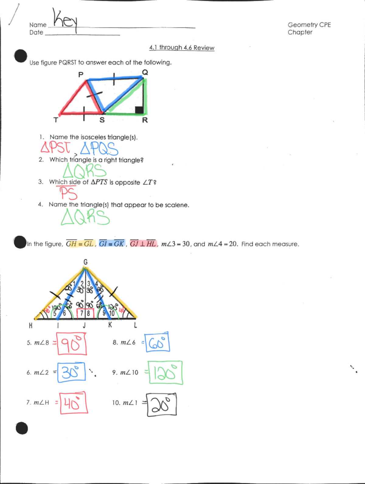 Chapter+4+review+KEY - Name Key Geometry CPE Date Chapter 4 through 4 ...