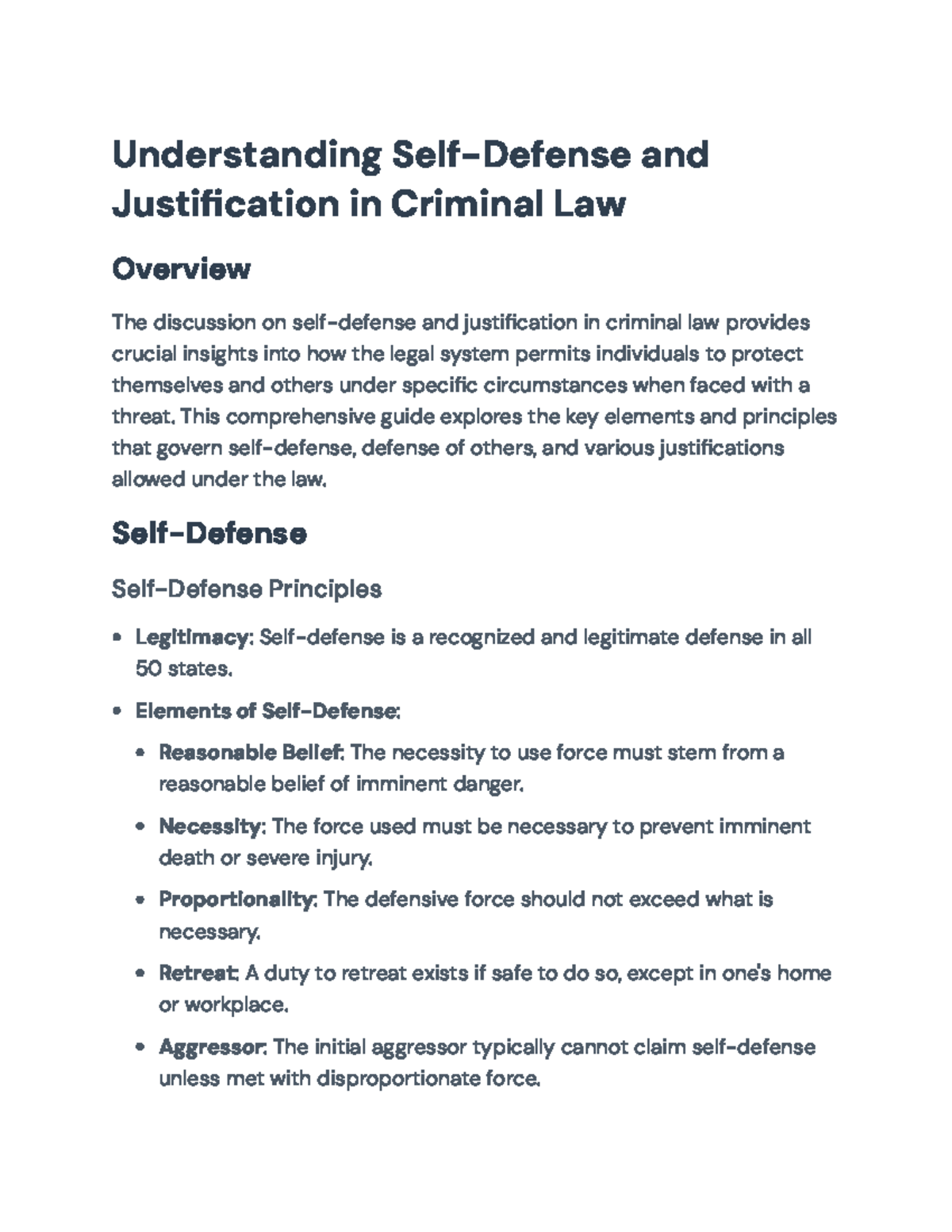 Understanding Self-Defense and Justification in Criminal Law Guide ...
