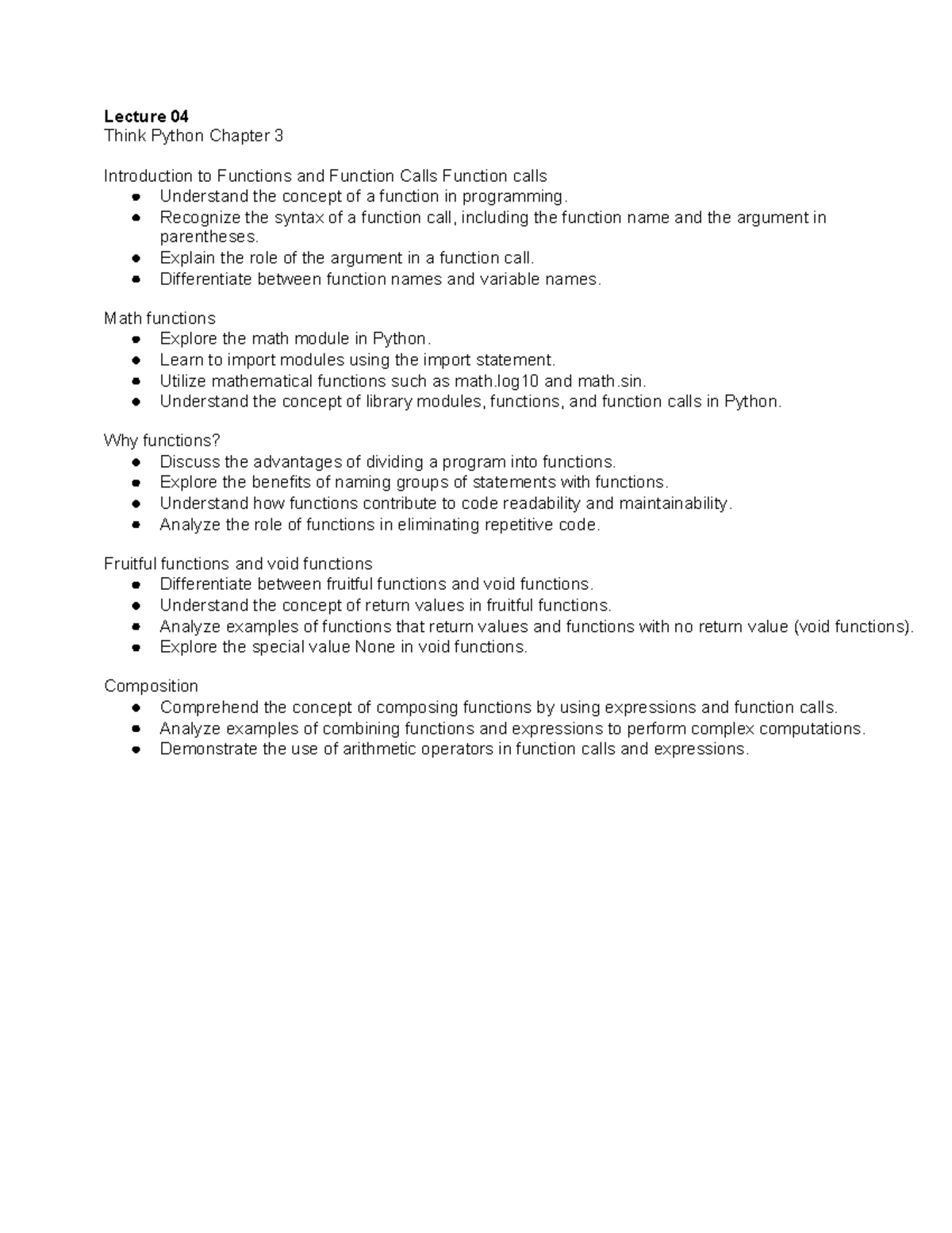 Lecture 04: Understanding Functions in Python Programming - Studocu