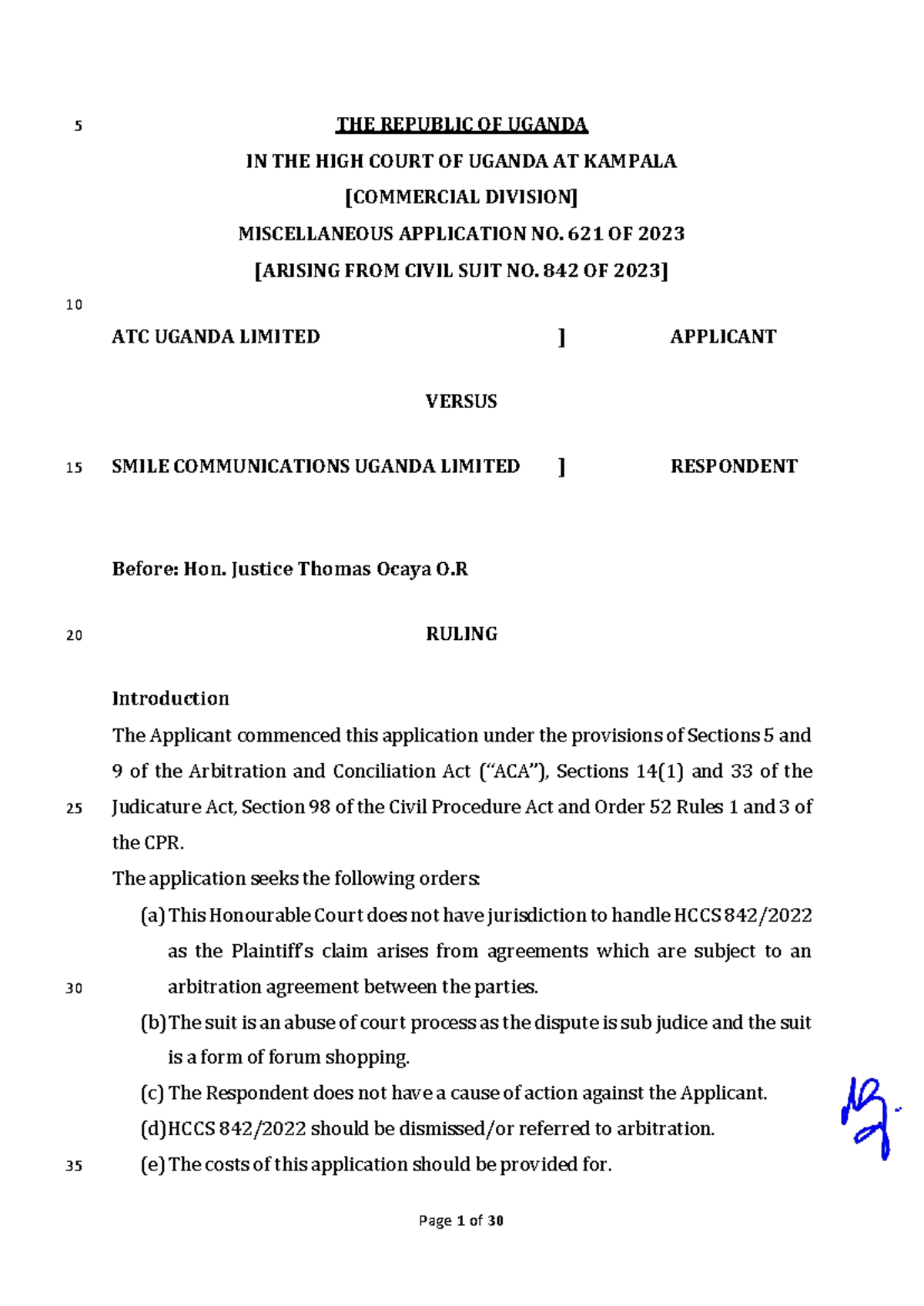 Ruling on Arbitration Jurisdiction: ATC v Smile Comm. MA-0621-2023 ...
