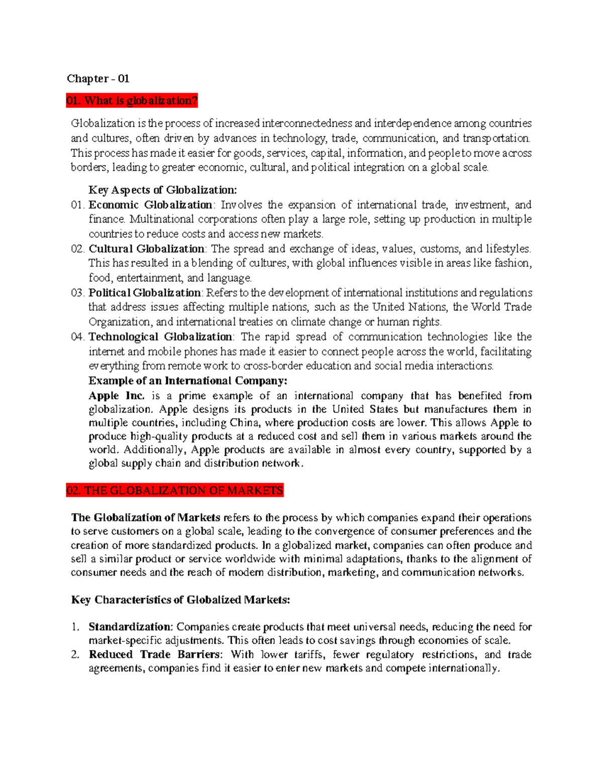 Chapter- 1 , 2 - Chapter - 01 01. What is globalization? Globalization ...
