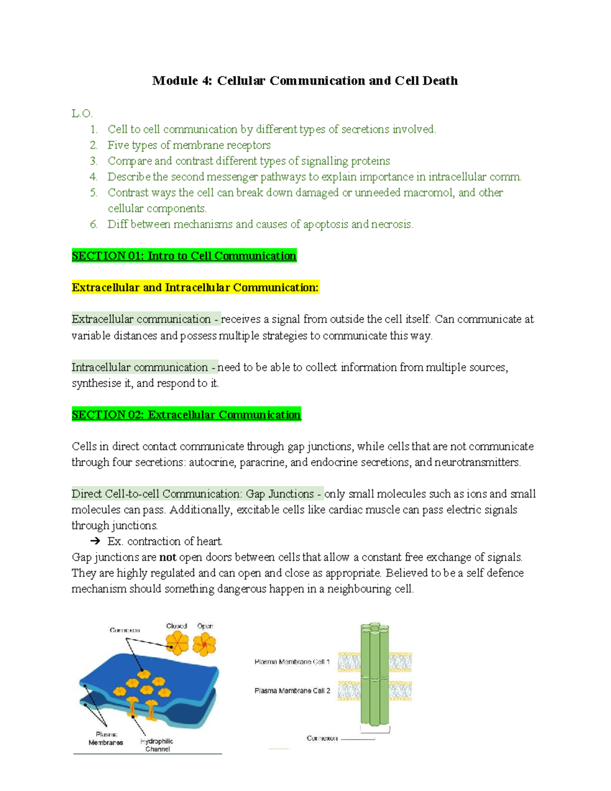 Module 4: Cellular Communication & Cell Death Study Notes - Studocu