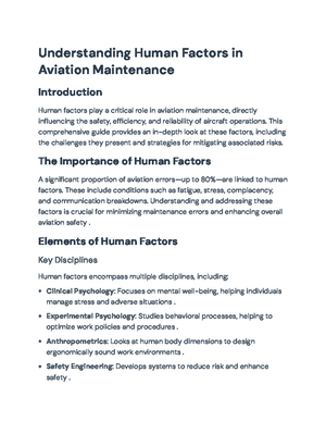 Human Factors in Aviation Maintenance & Ground Ops Manual - Studocu