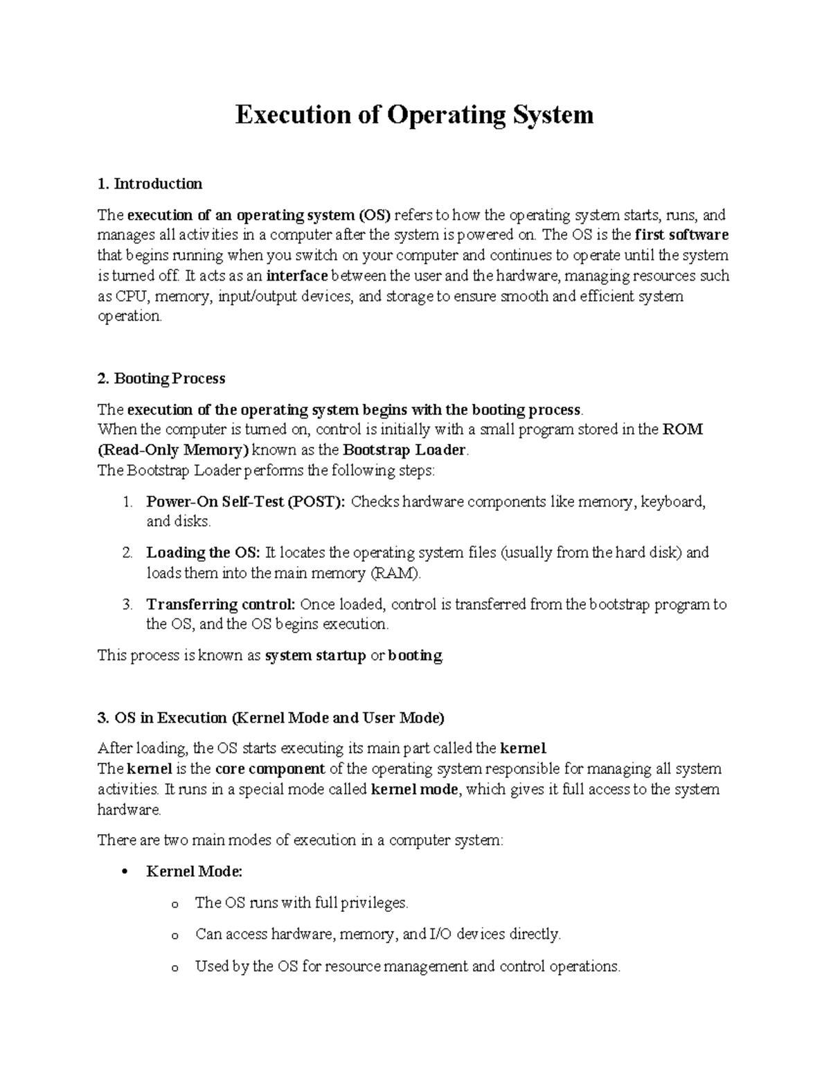 OS 101: Execution Process and Management in Operating Systems - Studocu