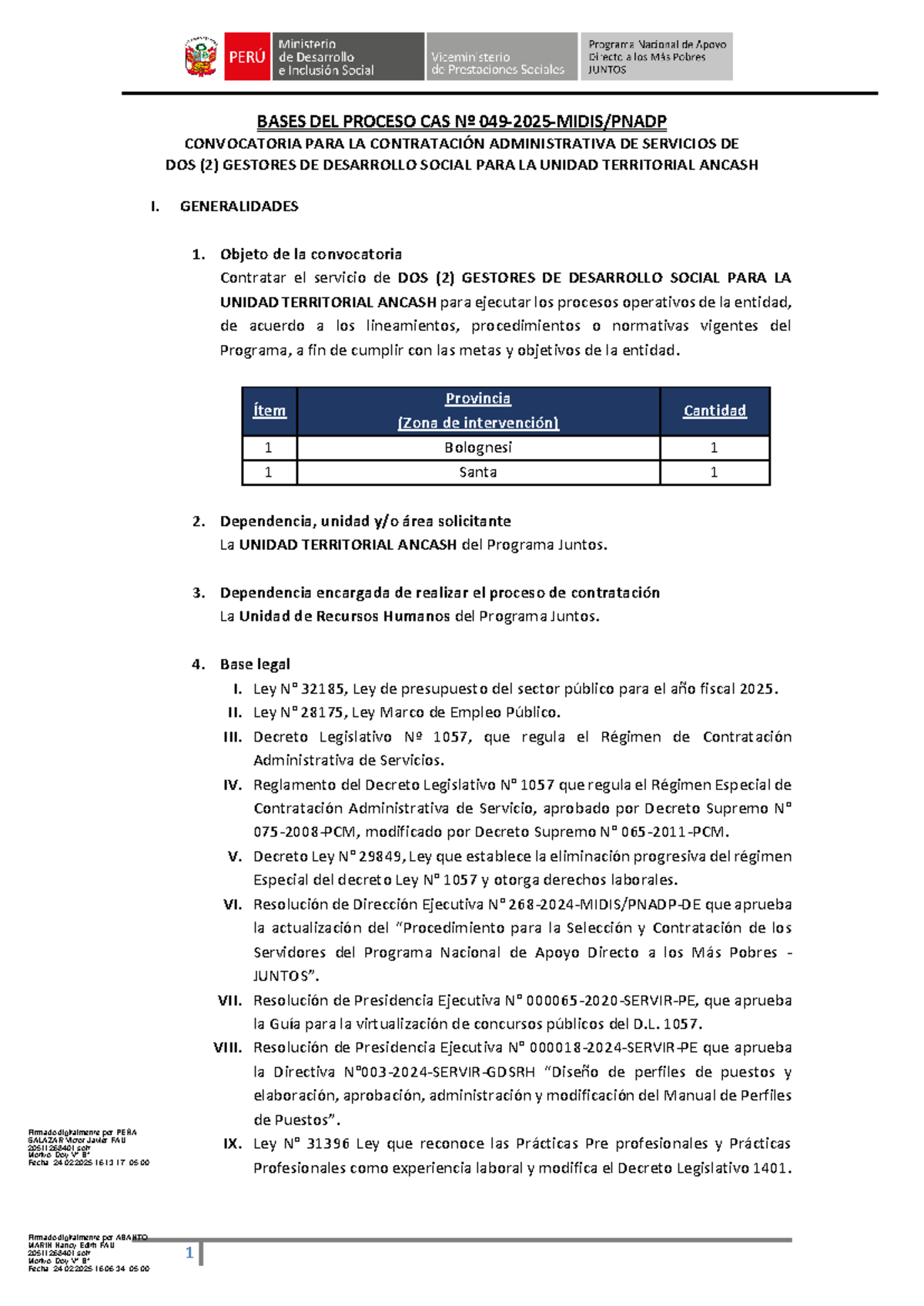 Bases CAS 049-2025 GDS UTAN[F][F][F][F] - BASES DEL PROCESO CAS Nº 049 ...