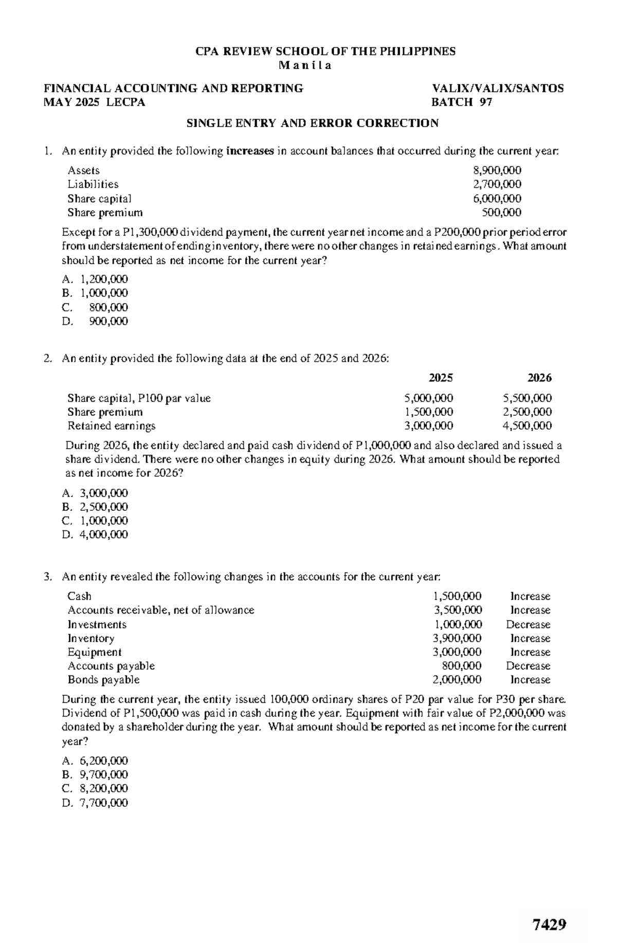 CPA REVIEW: FINANCIAL ACCOUNTING & REPORTING - MAY 2025 LECPA BATCH 97 ...