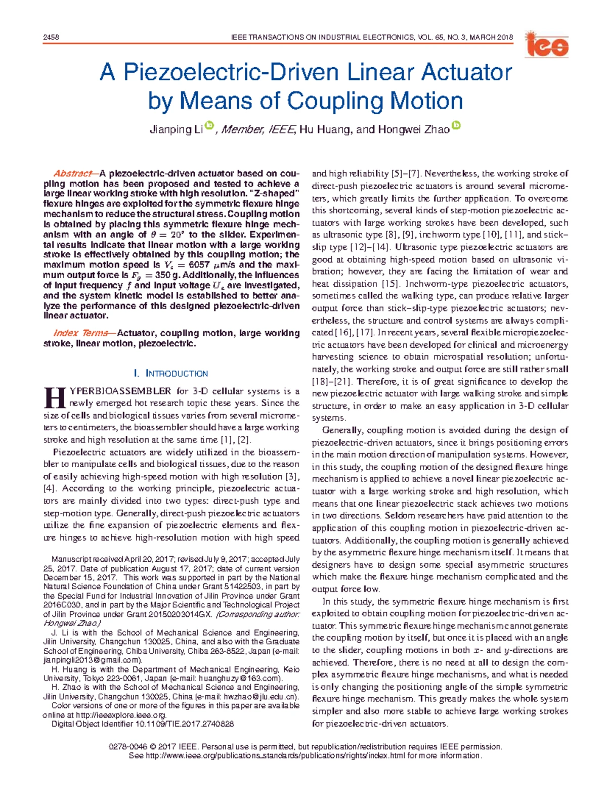 Design and Analysis of a High Precision Decoupled XY Micromanipulator ...