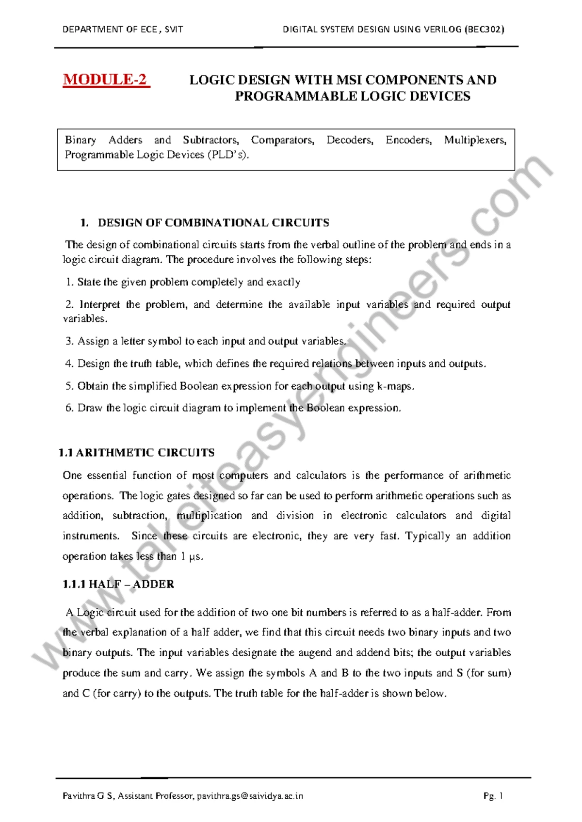 Digital System Design Using Verilog (BEC302) - Behavioral Modeling ...