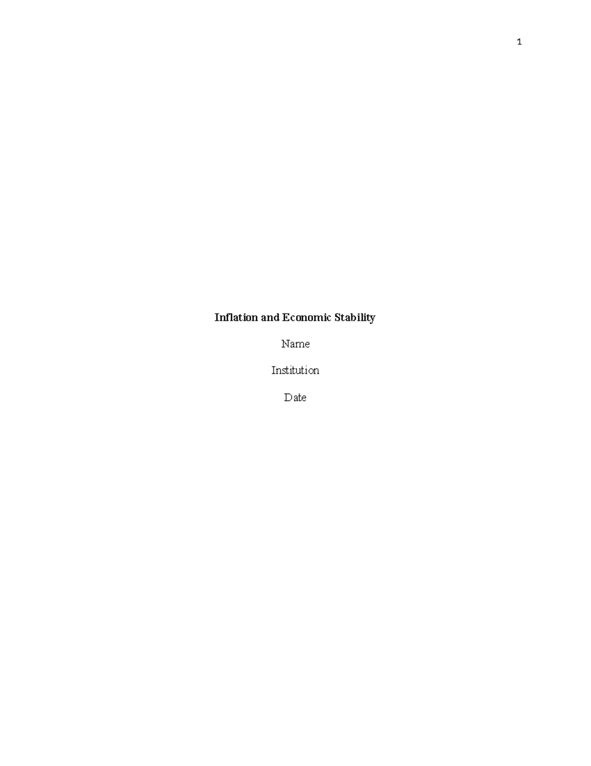 Inflation and Economic Stability: Insights and Implications - Studocu
