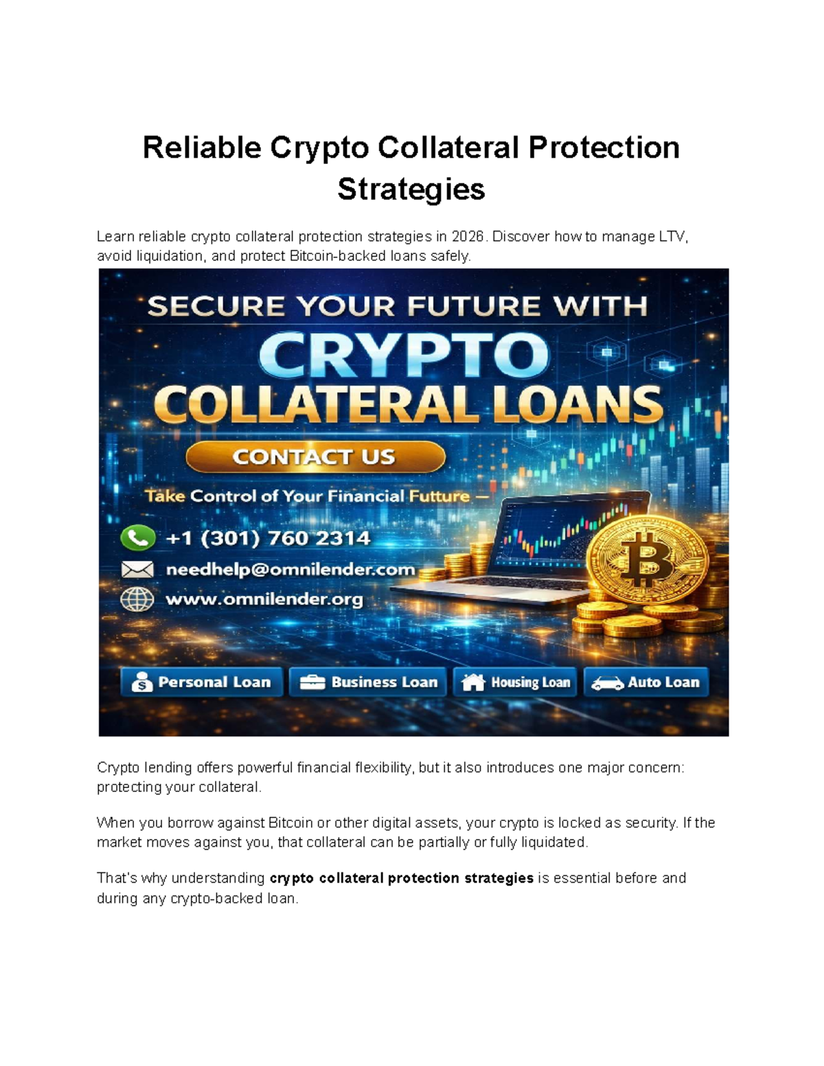 Reliable Crypto Collateral Protection Strategies for 2026 - Studocu