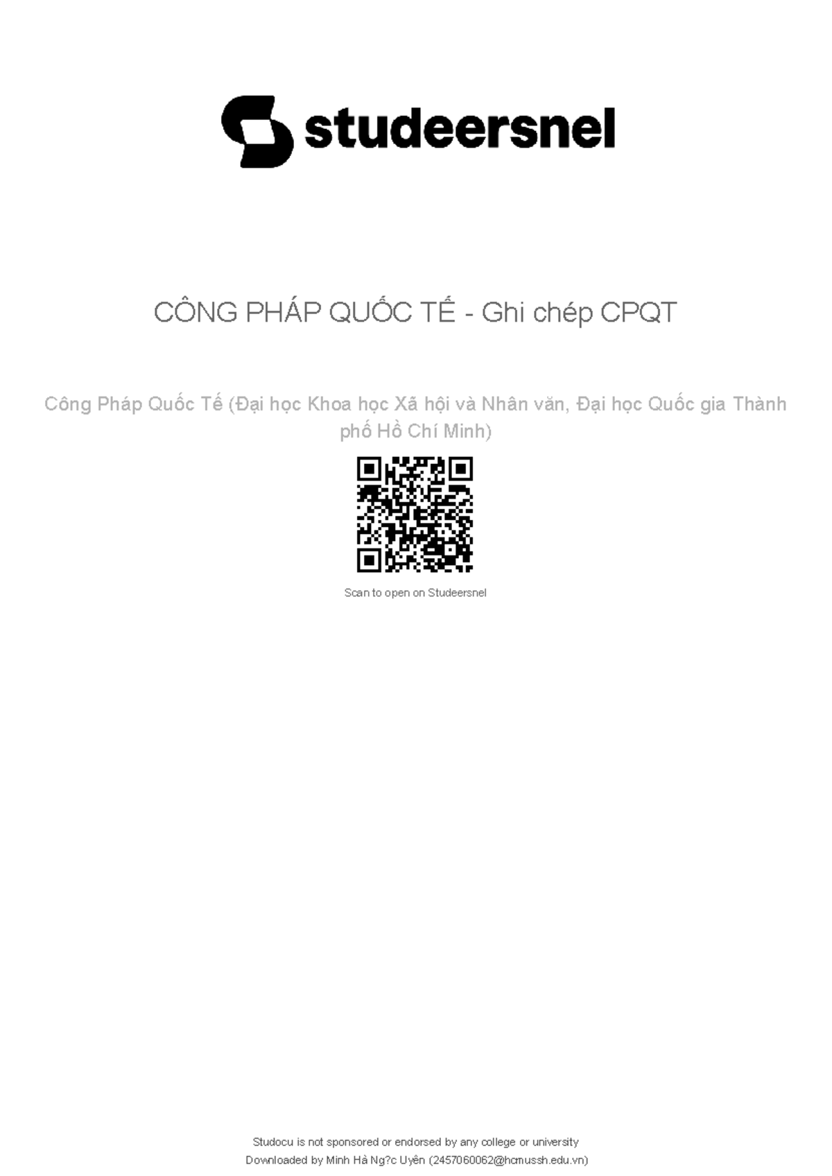 CÔNG PHÁP QUỐC TẾ - Ghi chép CPQT (ĐH KHXH&NV, ĐHQG TP.HCM) - Studocu