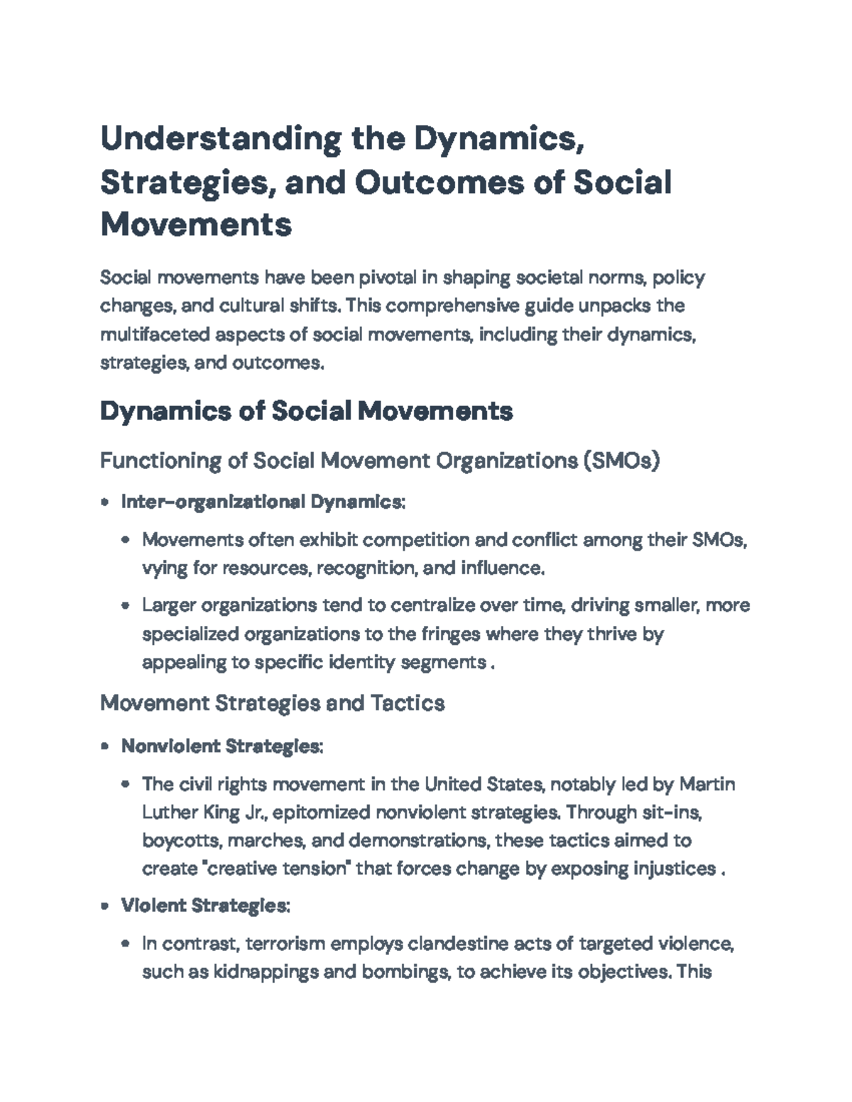 Dynamics, Strategies, and Outcomes of Social Movements - SOC101 ...