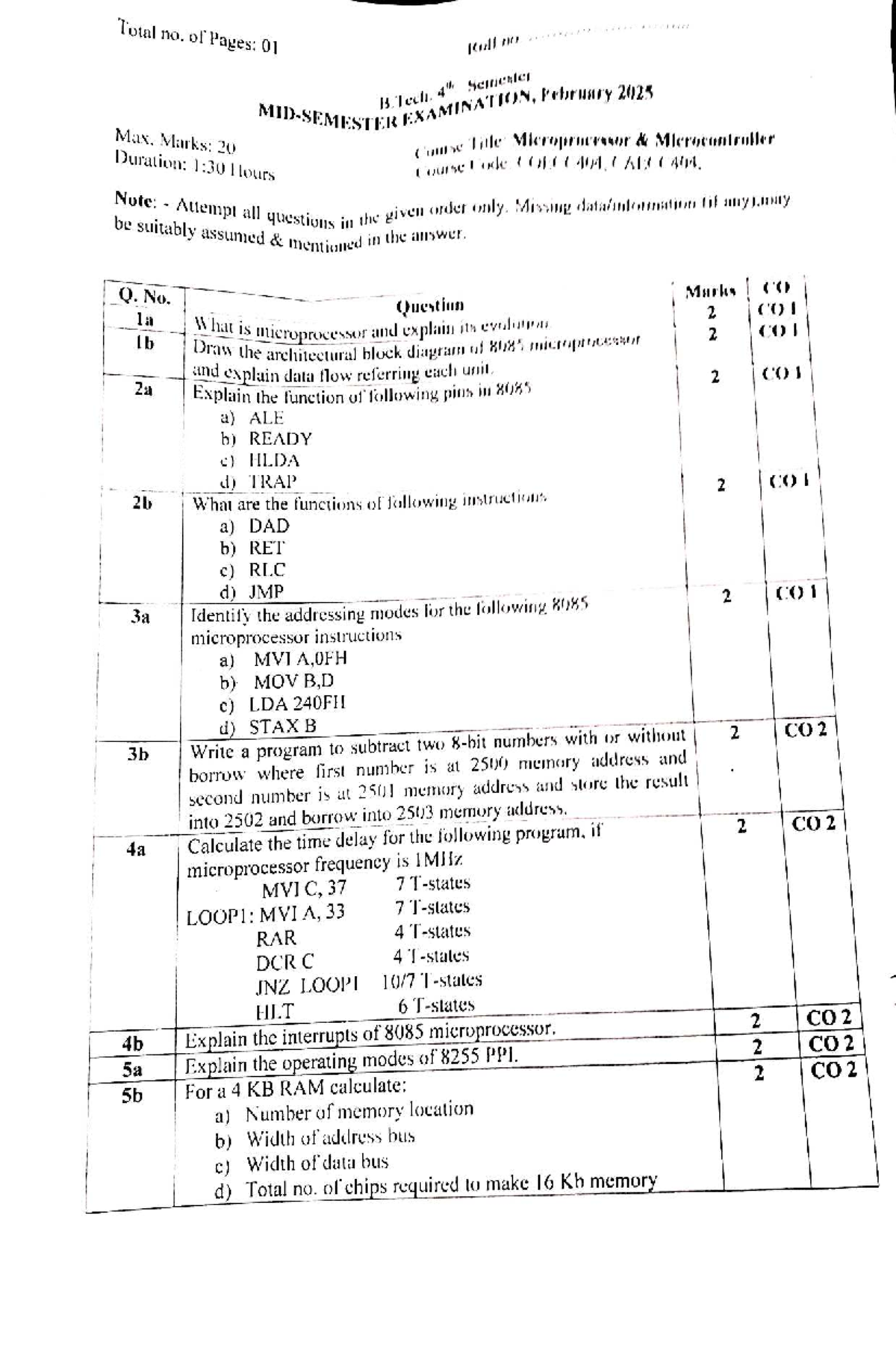 COECC 404 Midterm Exam: Microprocessor & Microcontroller Concepts - Studocu