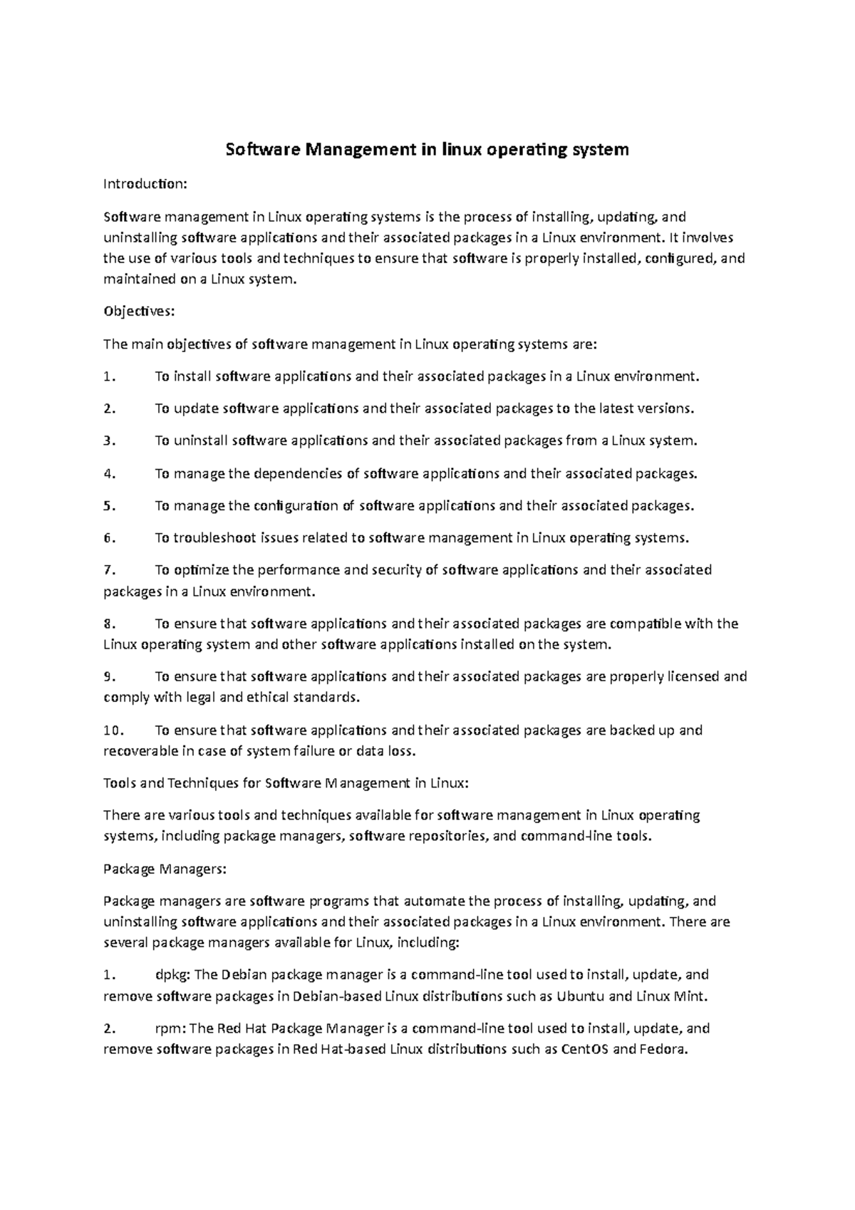 Software Management in linux operating system - Software Management in ...