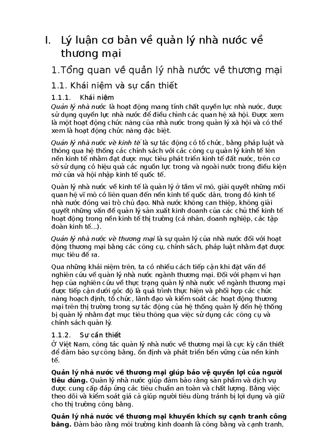 Cơ sở lý luận về quản lý nhà nước trong lĩnh vực thương mại - Document Preview