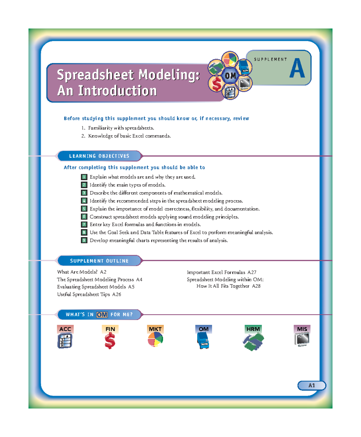 An Introduction to Spreadsheet Modelling - A Spreadsheet Modeling: An ...
