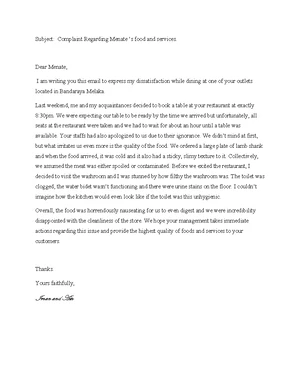 LCC Complaint Email: Inconsistent Food Pricing Issue - MS 002936 - Studocu