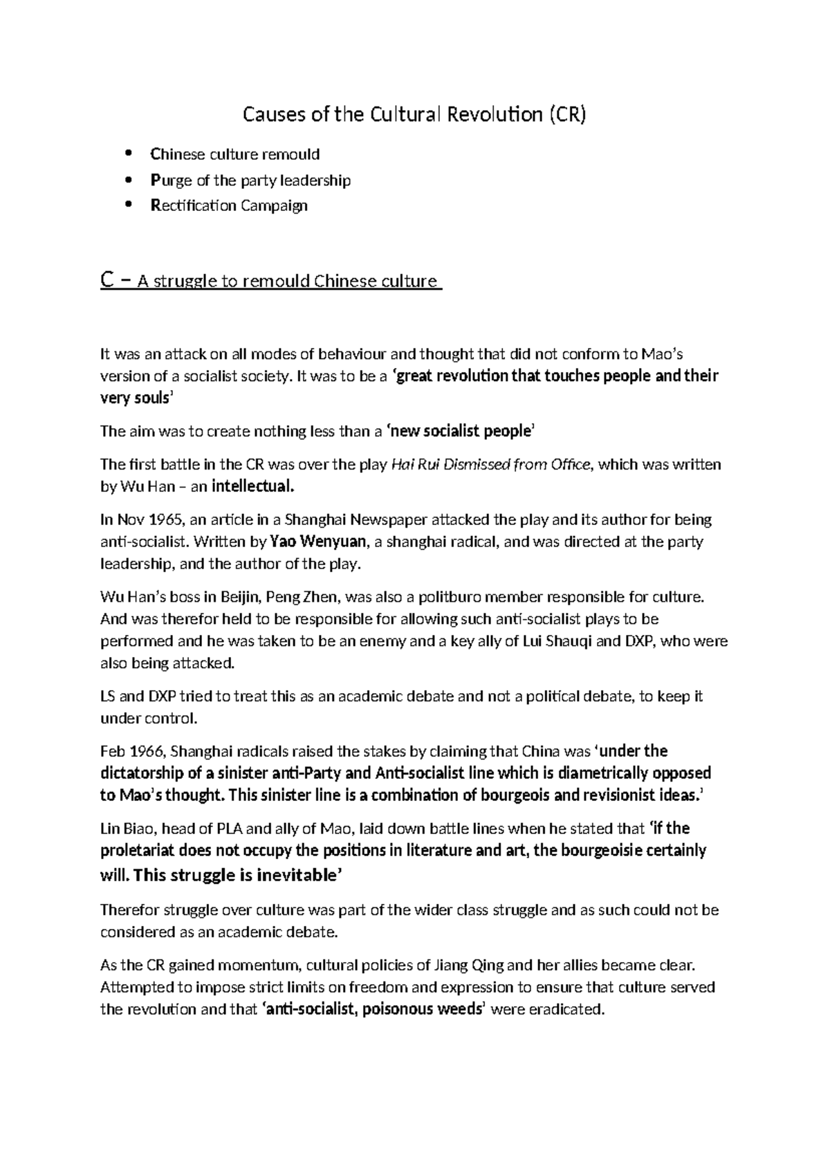 Causes of the Cultural Revolution - It was to be a ‘great revolution ...