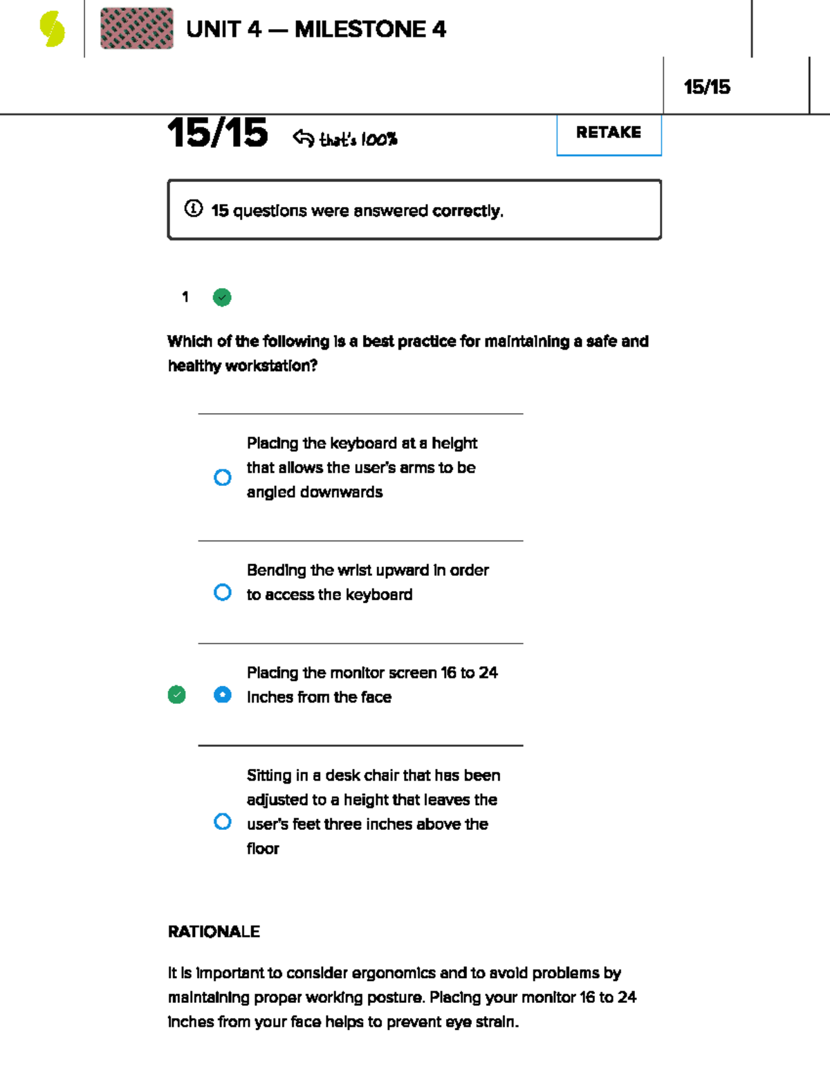 Unit 4 Milestone SOPHIA - UNIT 4 MILESTONE 4 RETAKE i 15 questions were ...