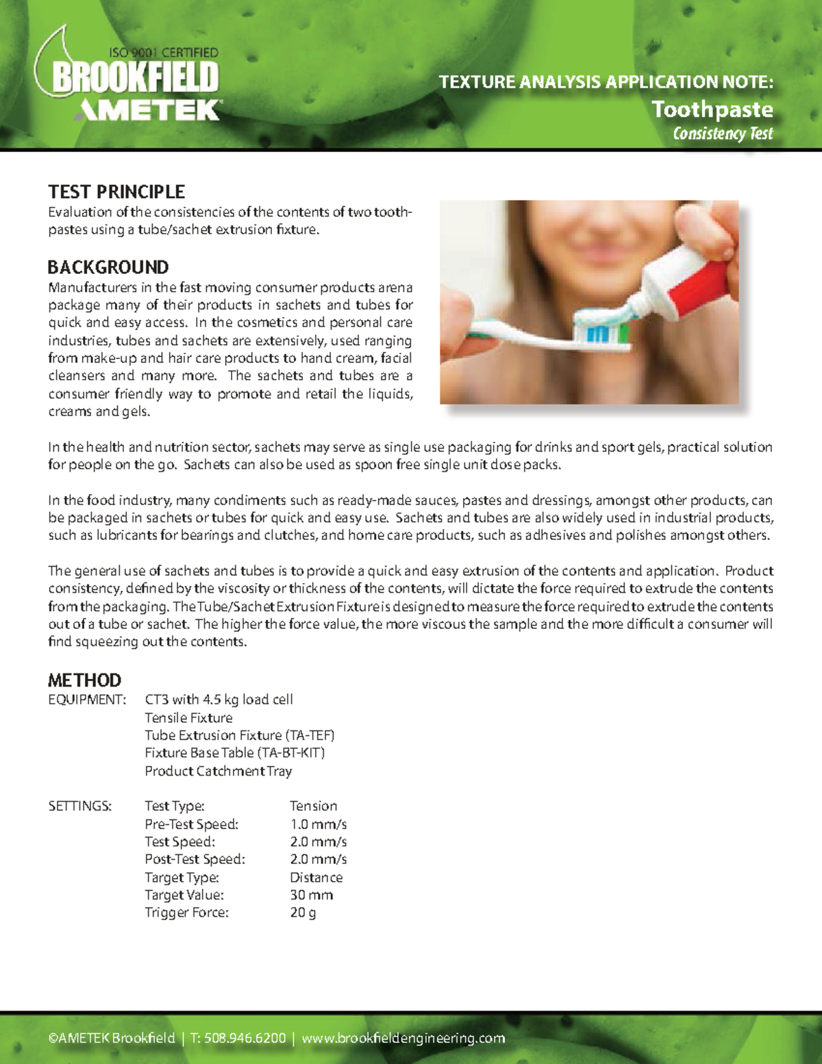Toothpaste Consistency Test: Texture Analysis Application Note - Studocu