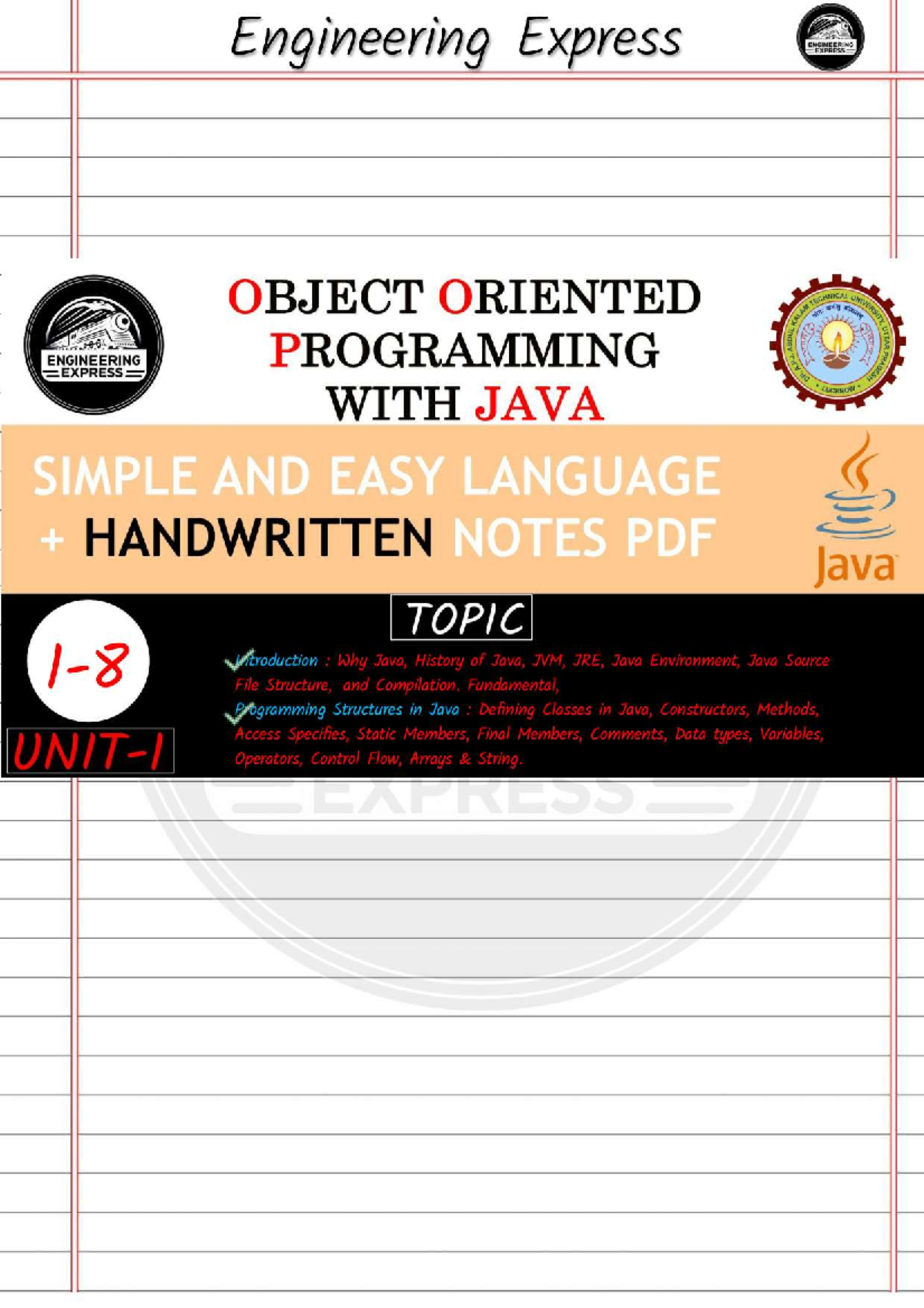 OOP - Java: Comprehensive Handwritten Notes and Insights - Studocu