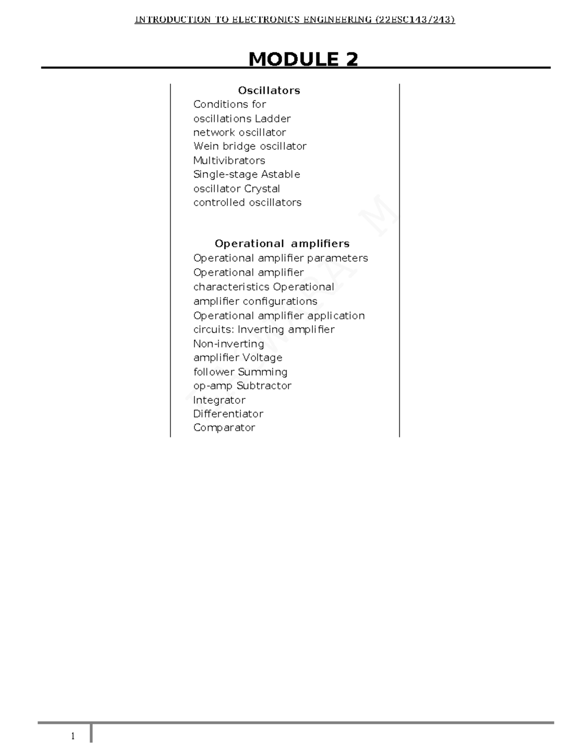 Module 2 - Oscillators & Operational Amplifiers Notes (IEC) - Studocu