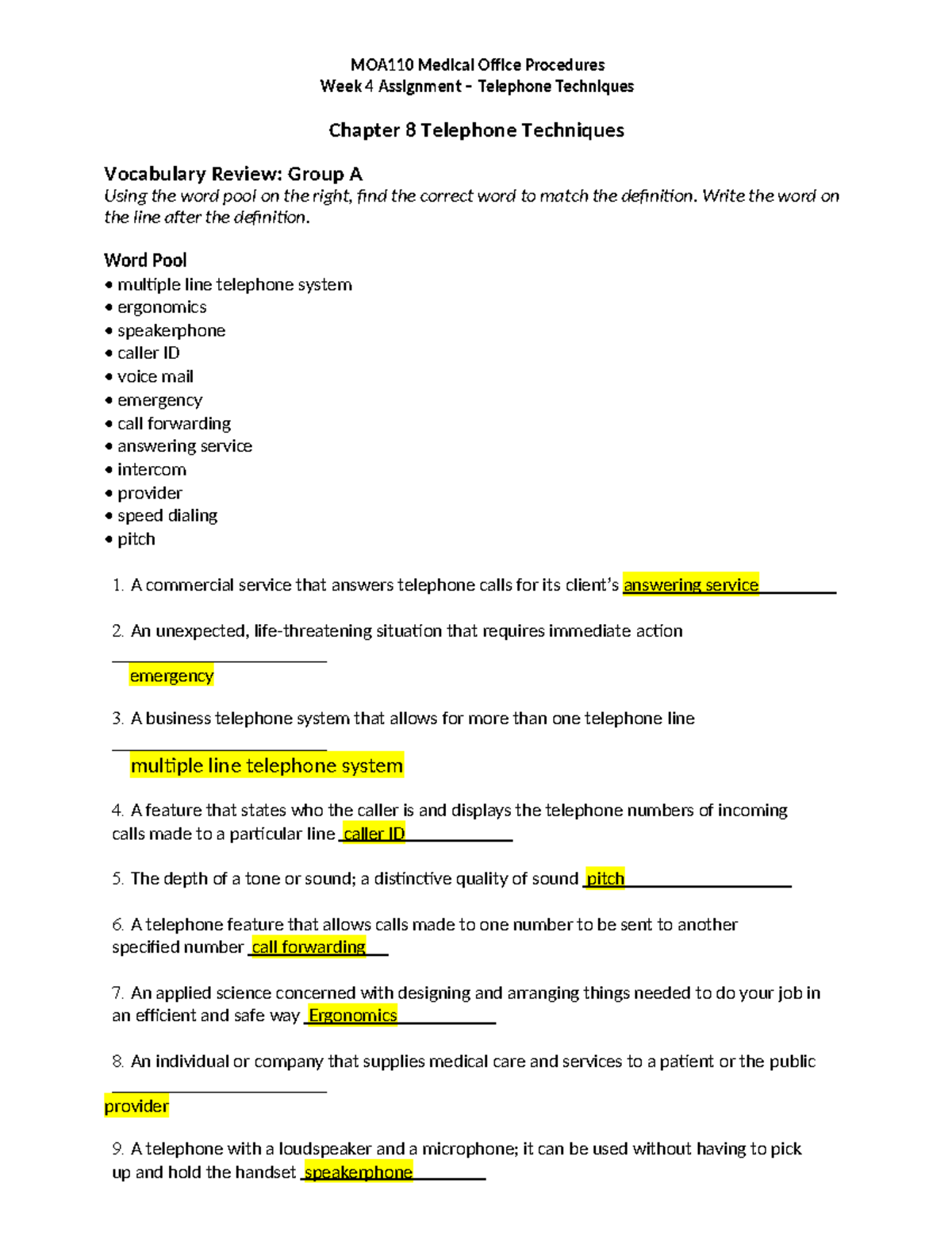 Week 4 Assignment: Telephone Techniques for Effective Communication ...