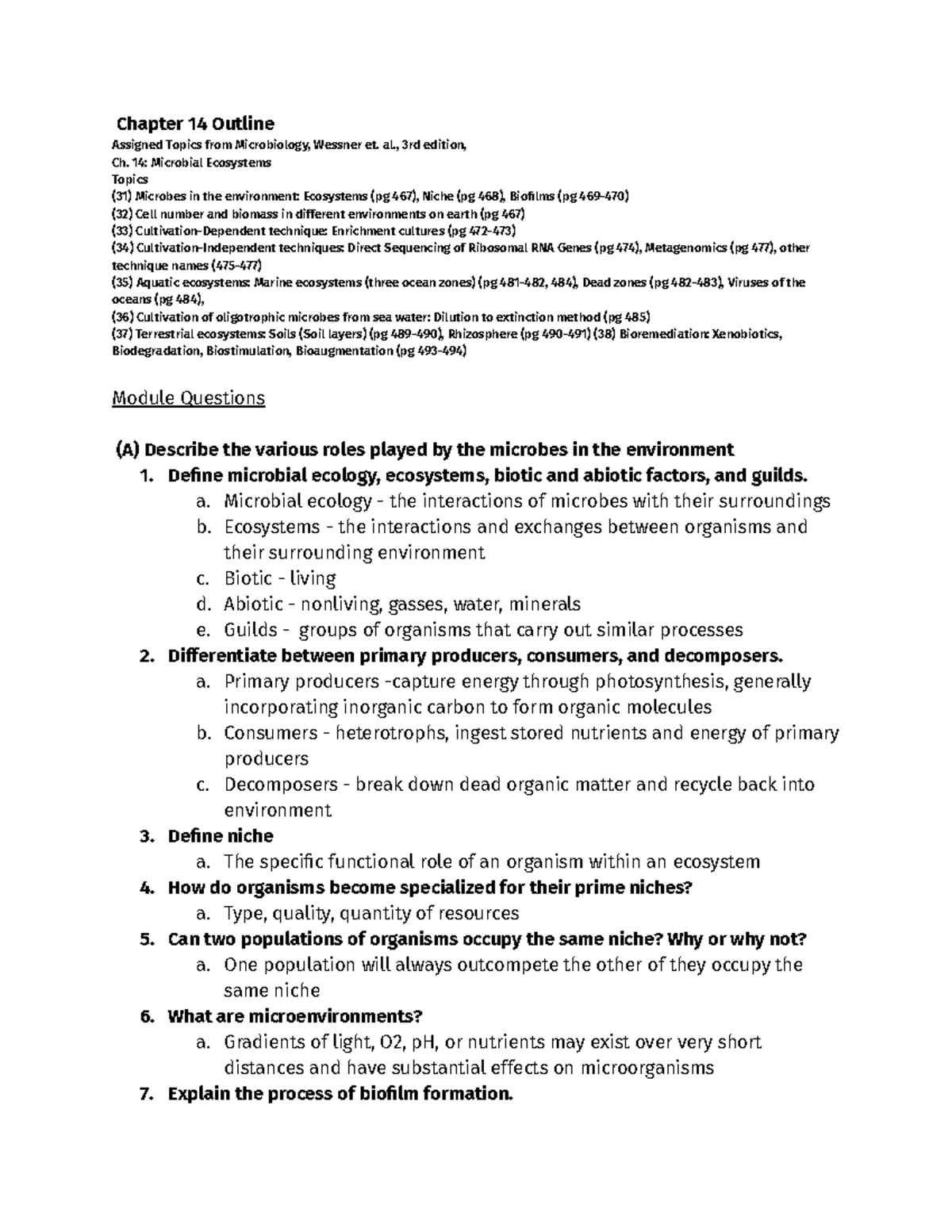 MOD 4 Textbook - Lecture notes 4 - Chapter 14 Outline Assigned Topics ...
