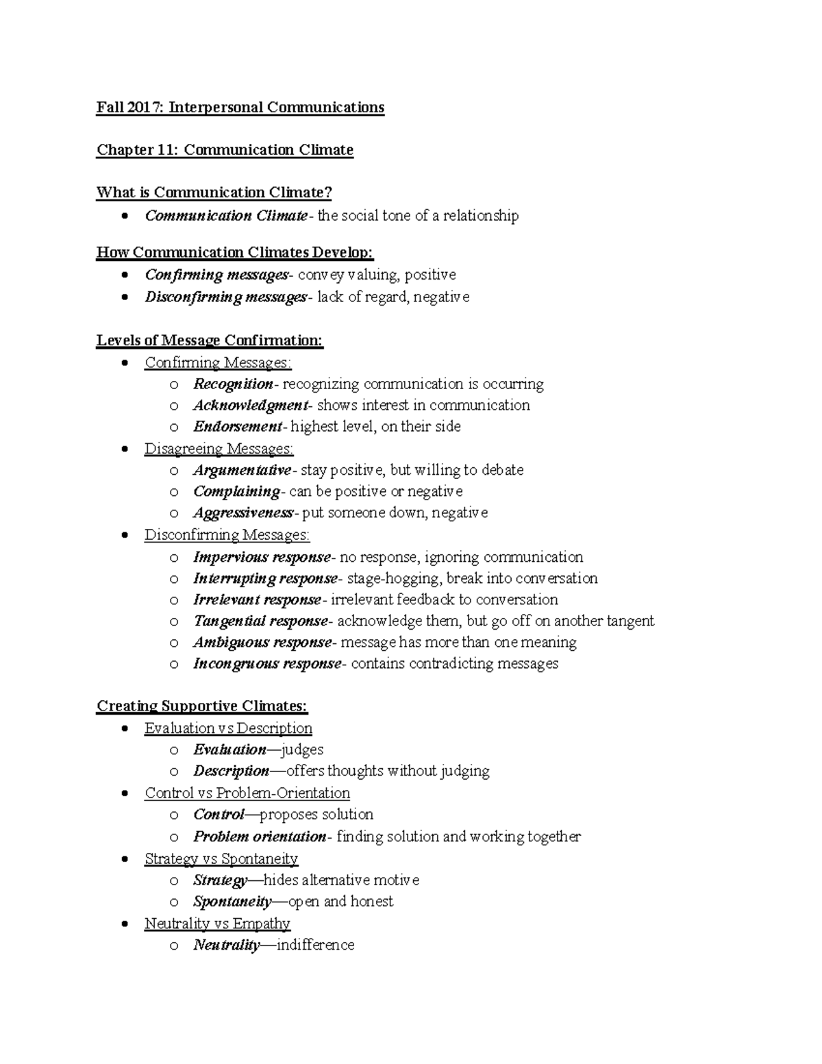 Interpersonal Communication - Chapter 11 - Fall 2017: Interpersonal ...