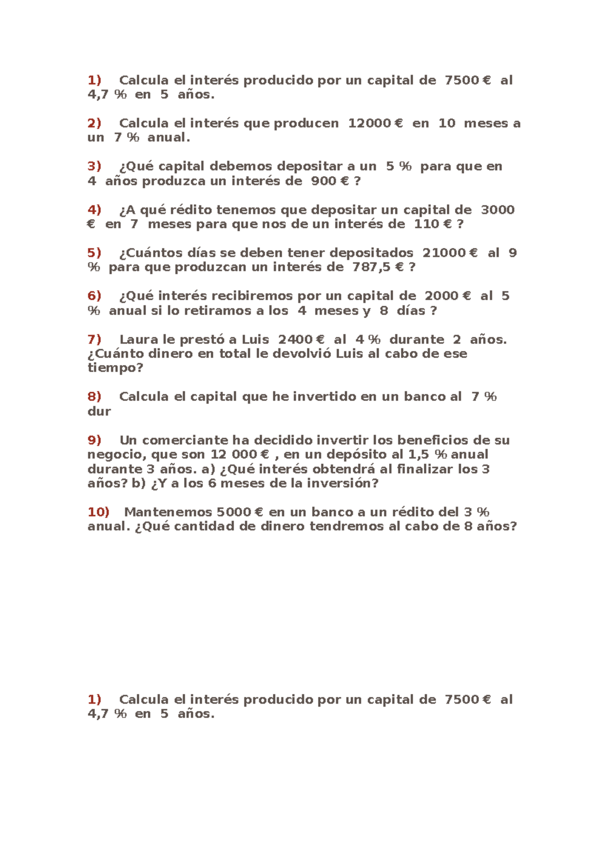 Ejercicios Resueltos de Interés y Capital - Matemáticas 101 - Studocu