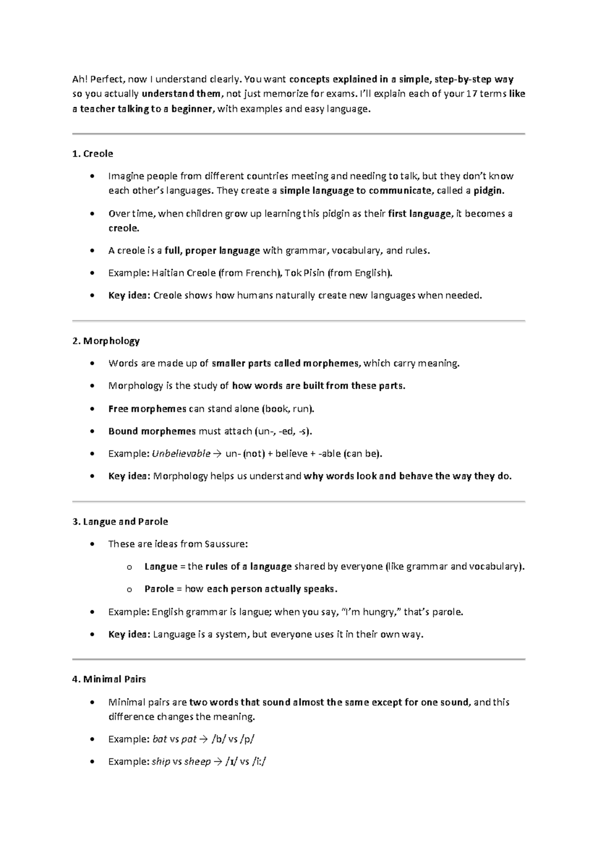 P Notes 084038: Simplified Explanations of 17 Linguistic Concepts - Studocu