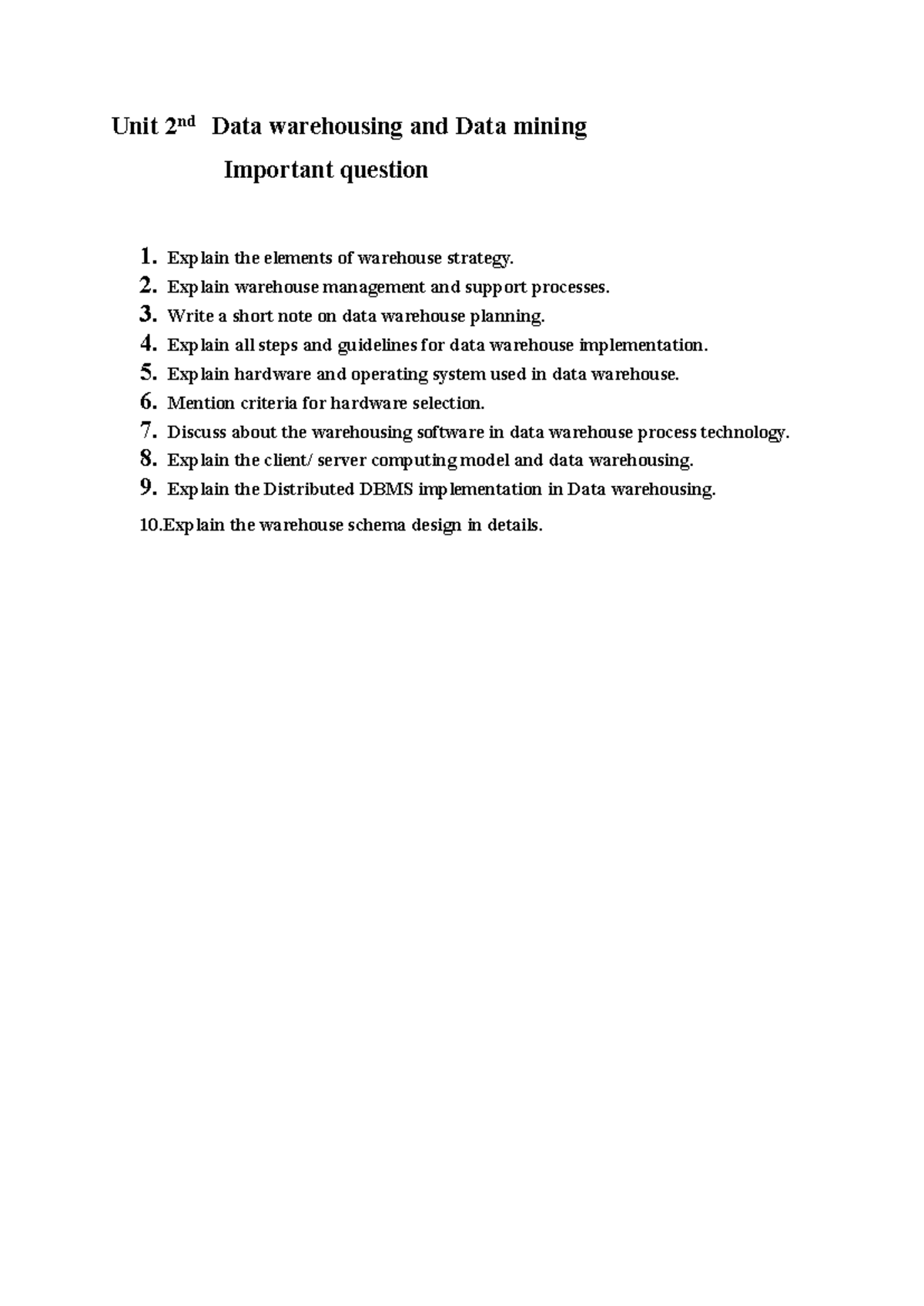 Unit 2nd DWM Assignment 2 - Unit 2 nd Data warehousing and Data mining ...