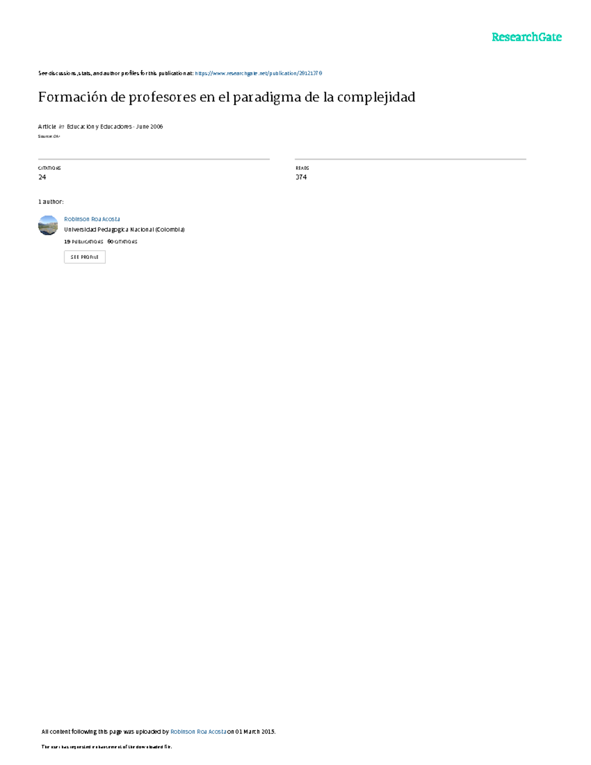 Formación de Profesores en el Paradigma de la Complejidad - Ey E Vol 9 ...