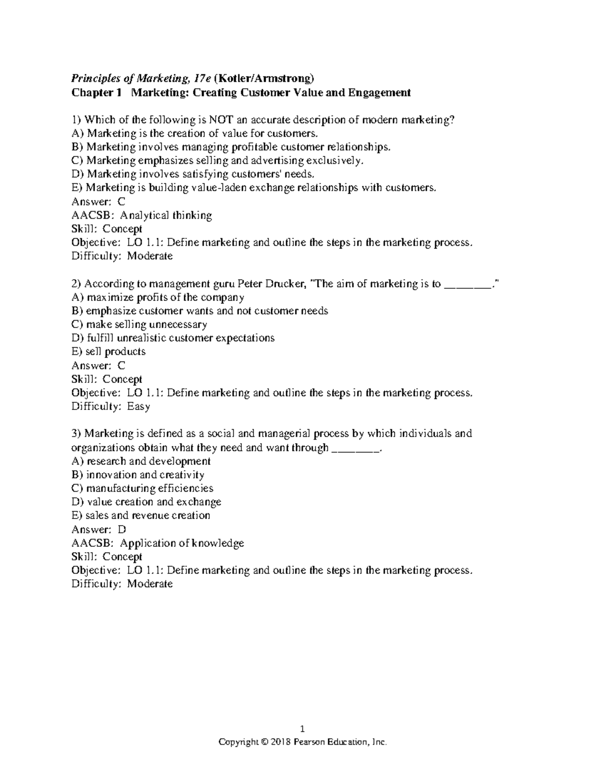 Chapter 1 - Principles of Marketing - Principle of Marketing (MKR 211 ...