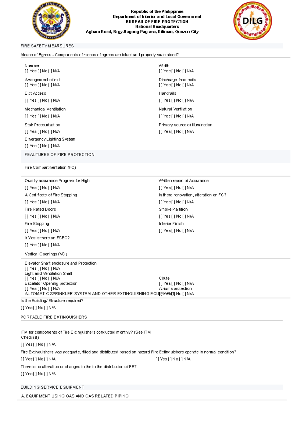 Inspection on buildings and establishments - Republic of the ...