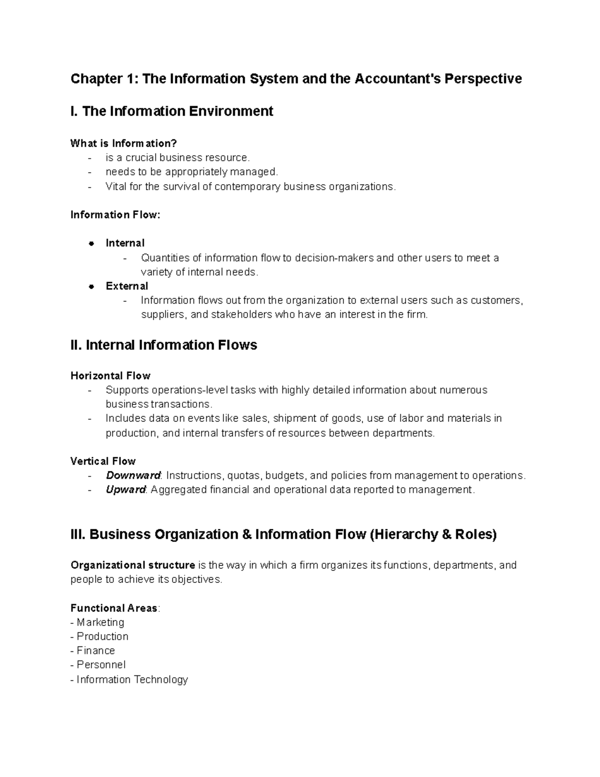 IT CHAP. 1 - Lecture Notes on Accounting Information Systems - Studocu