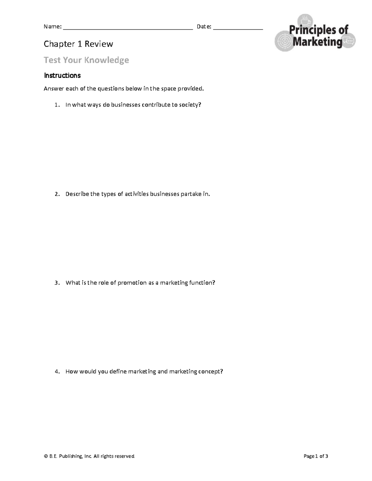Chapter 1 Review: Test Your Knowledge on Marketing Concepts - Studocu