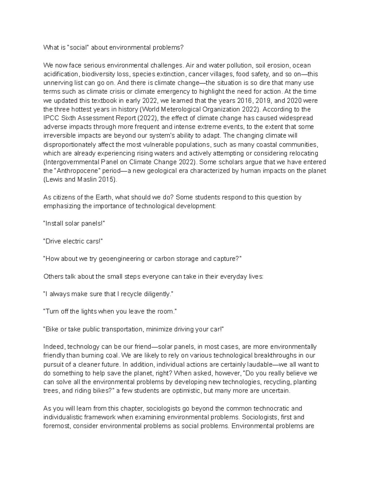 Sociology 101: Environmental Problems as Social Issues & Solutions ...