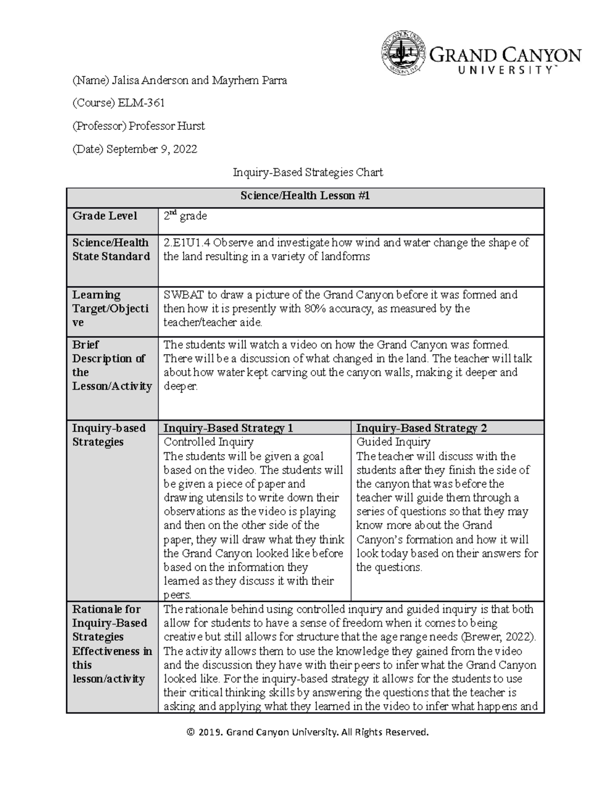 ELM-361-T1-Inquiry Based Strategies for 2nd Grade Science Lessons - Studocu