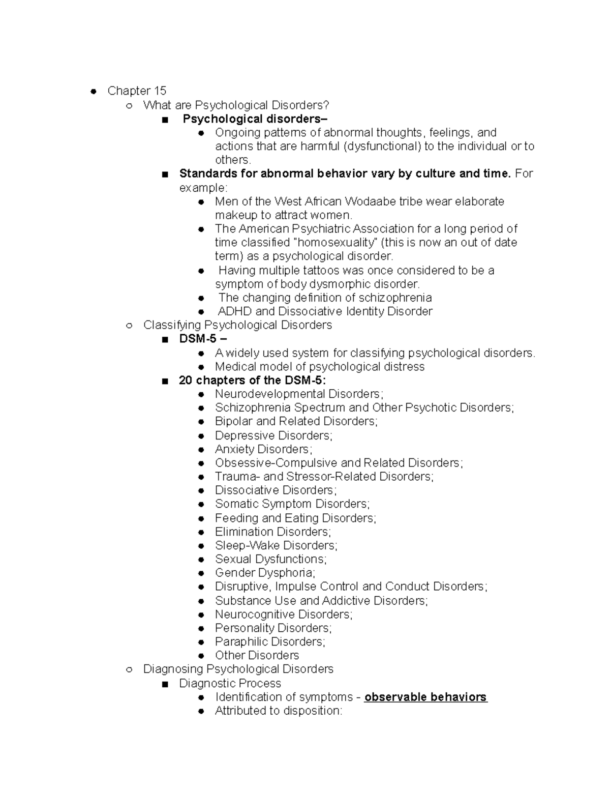 PSY 101 Notes; Chapter 15 - Chapter 15 What are Psychological Disorders ...