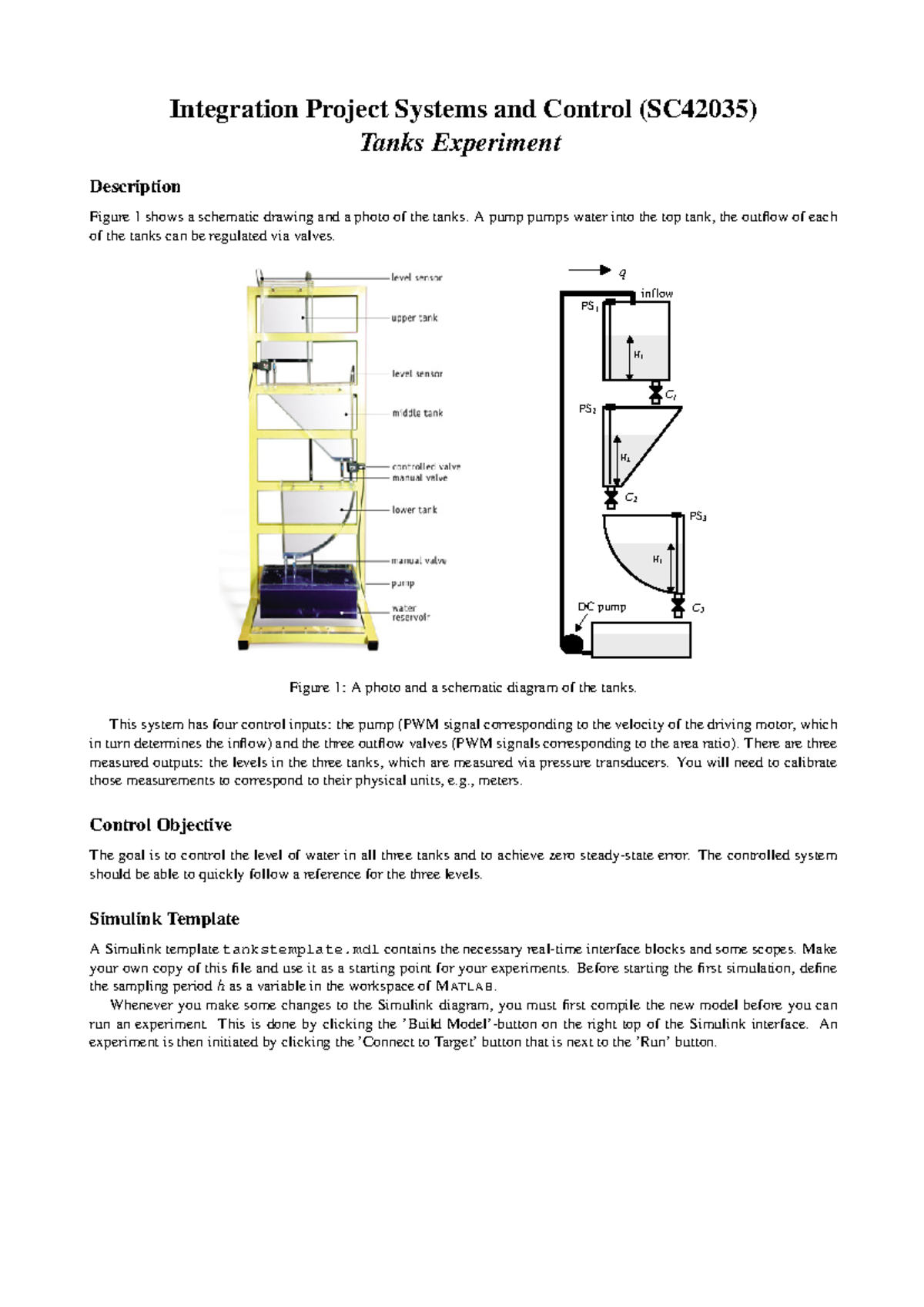 Integration Project Systems and Control (SC42035) Tanks Experiment ...