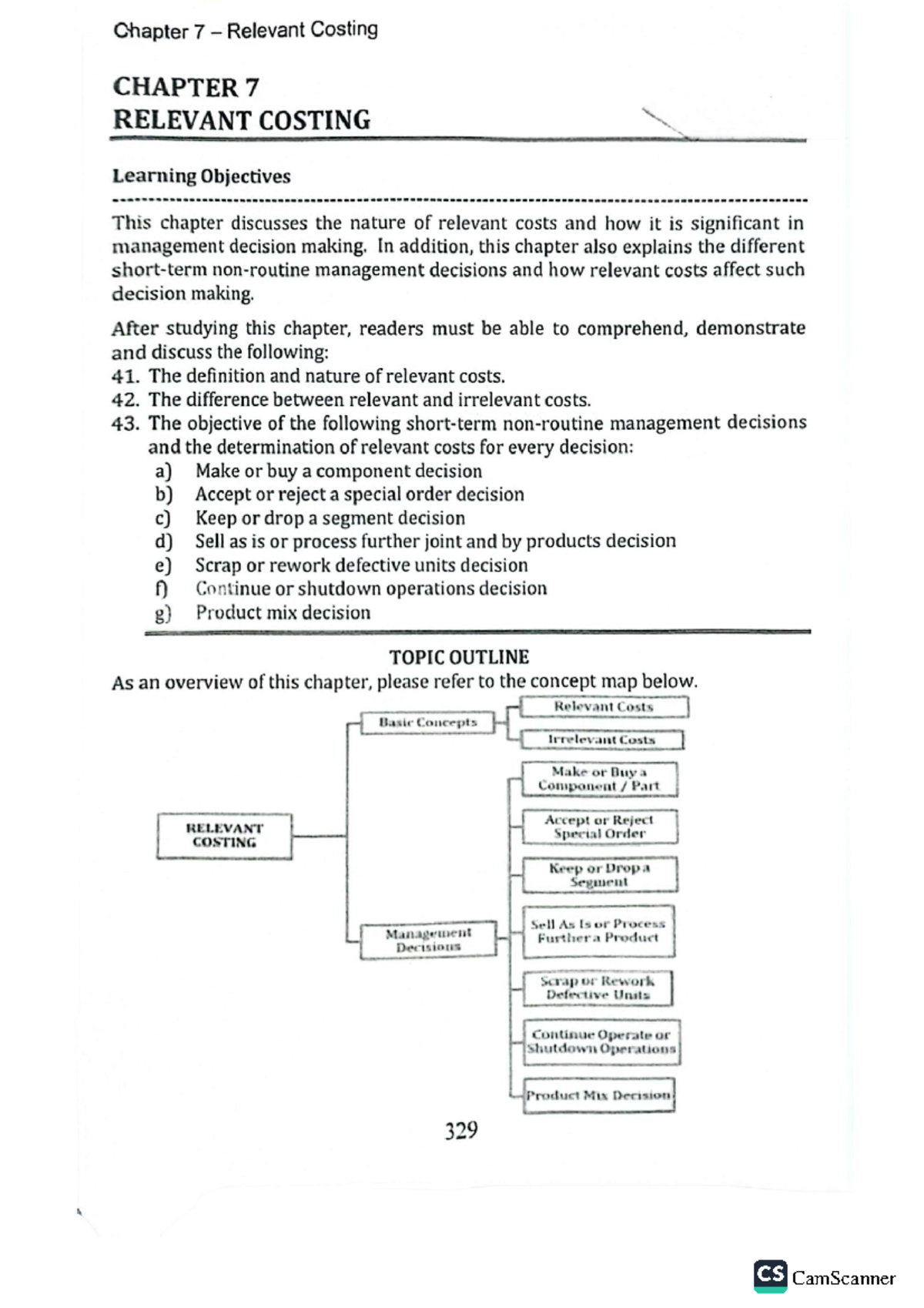 Chapter 7 Relevant Costing: Key Concepts and Management Decisions - Studocu