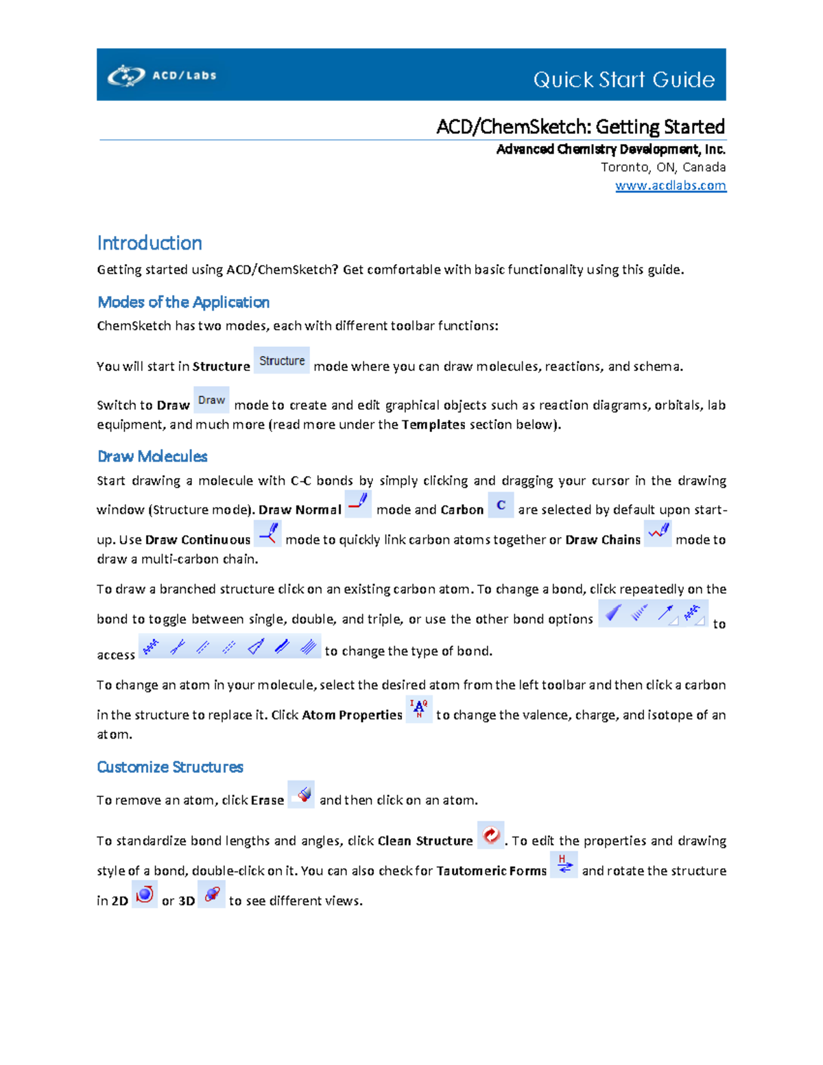 ACD/ChemSketch Quick Start Guide: Drawing Structures and Reactions ...