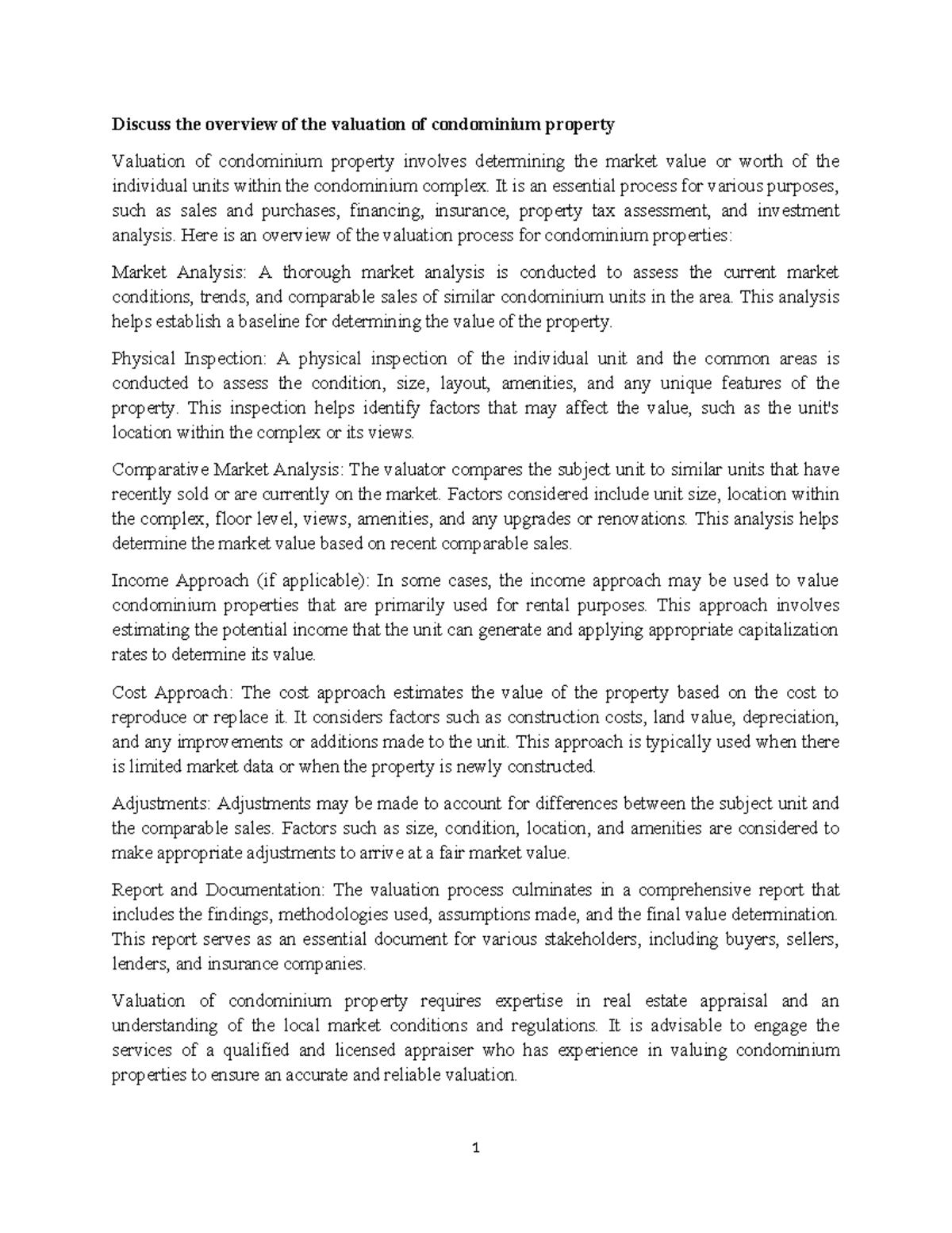 Picture of Condo Valuation Overview: Essential Methods for Accurate Assessments ...