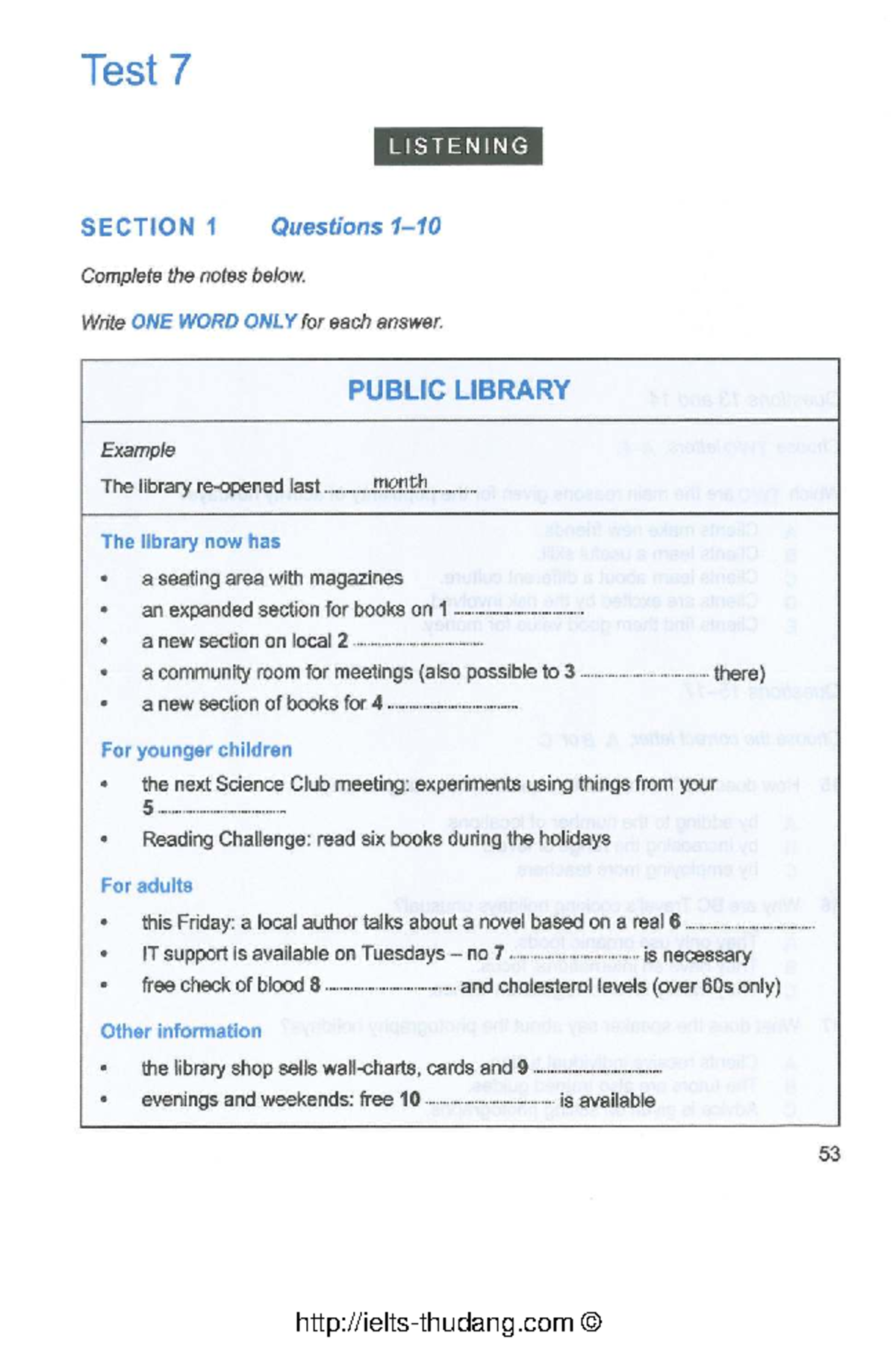 Cambridge IELTS 12 Academic Listening Test 7 Notes and Questions - Studocu