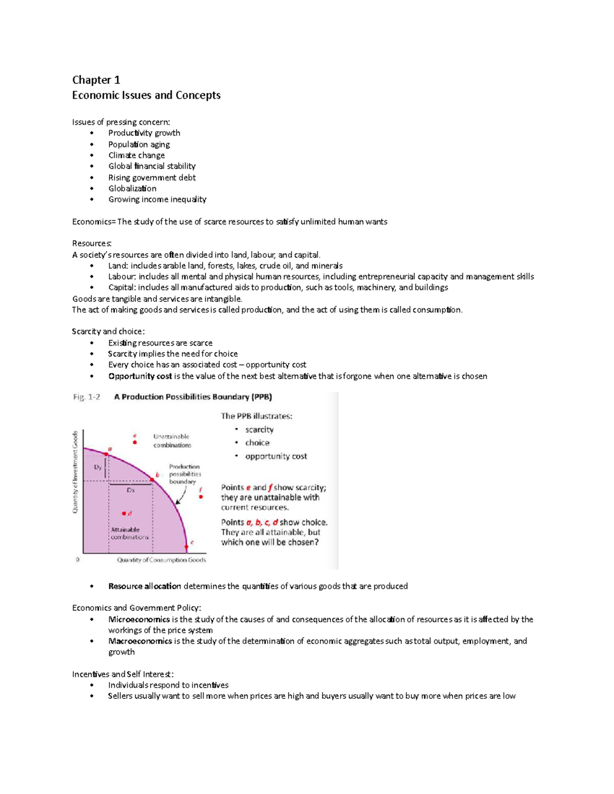 Chapter 1 - Chapter 1 Economic Issues and Concepts Issues of pressing ...