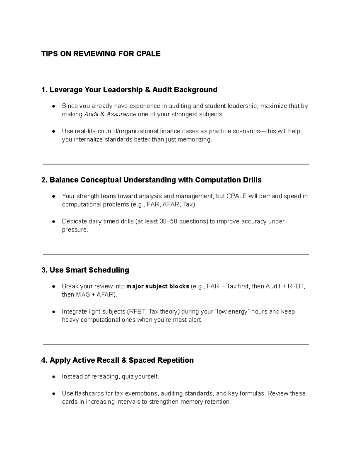 TIPS ON REVIEWING FOR CPALE: Strategies for Success - Studocu