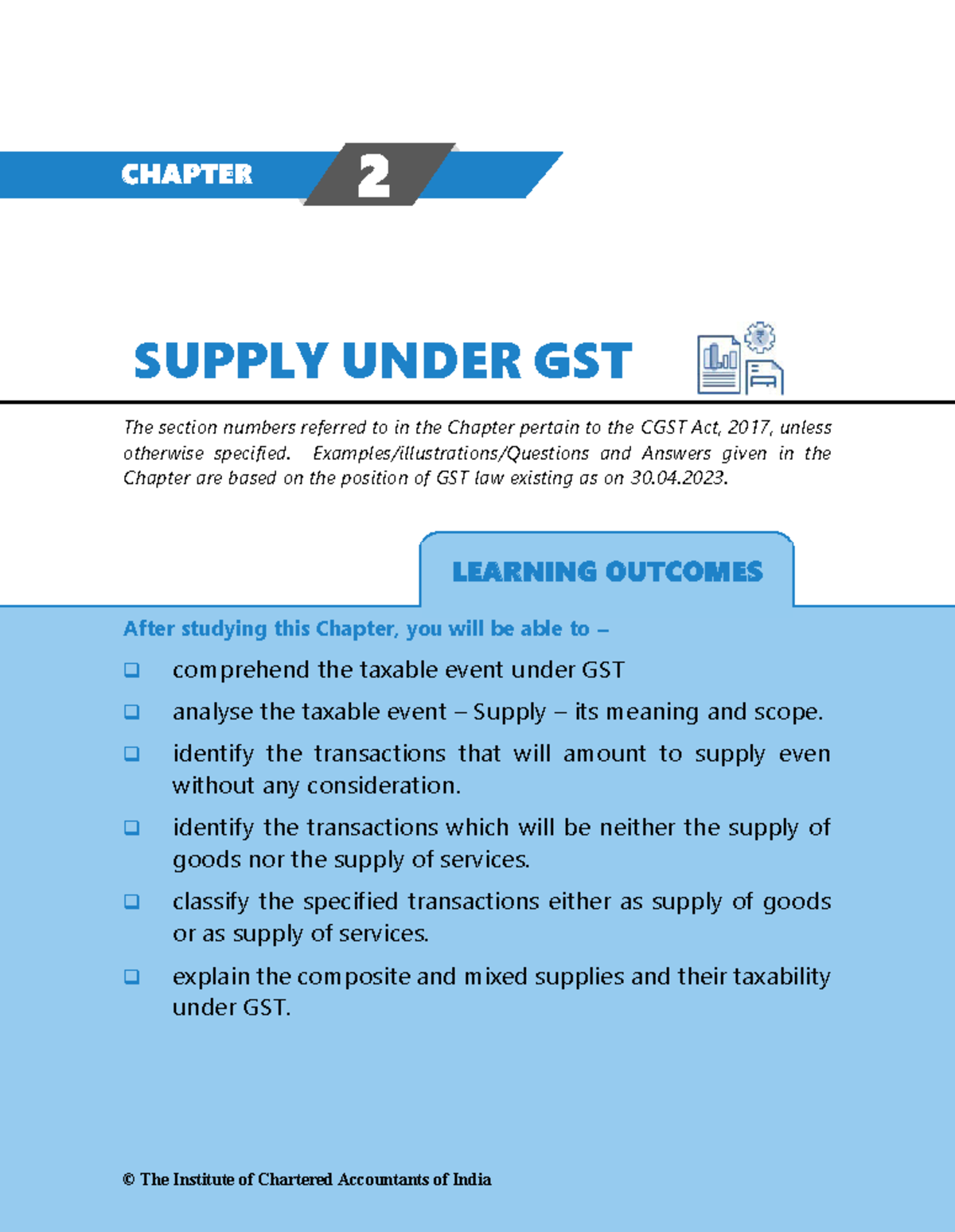 Chapter 2: Understanding Supply Under GST (CGST Act 2017) - Studocu