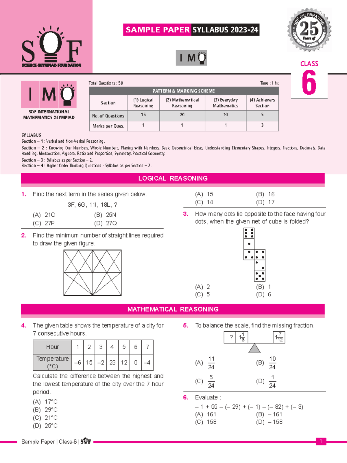 SOF International Mathematics Olympiad Sample Paper Class 6 - Studocu