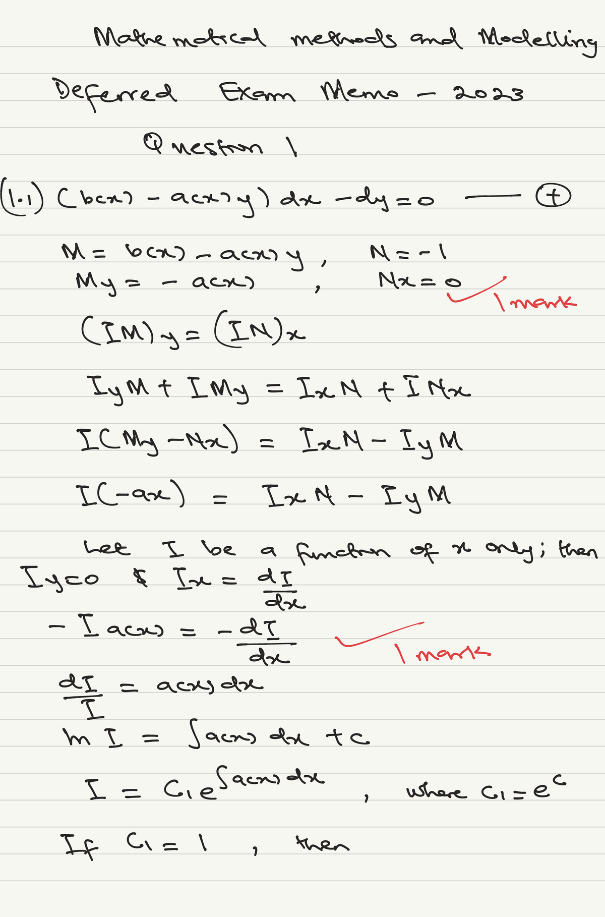 Deferred Exam Memo for Mathematical Methods and Modelling APPM2021A ...